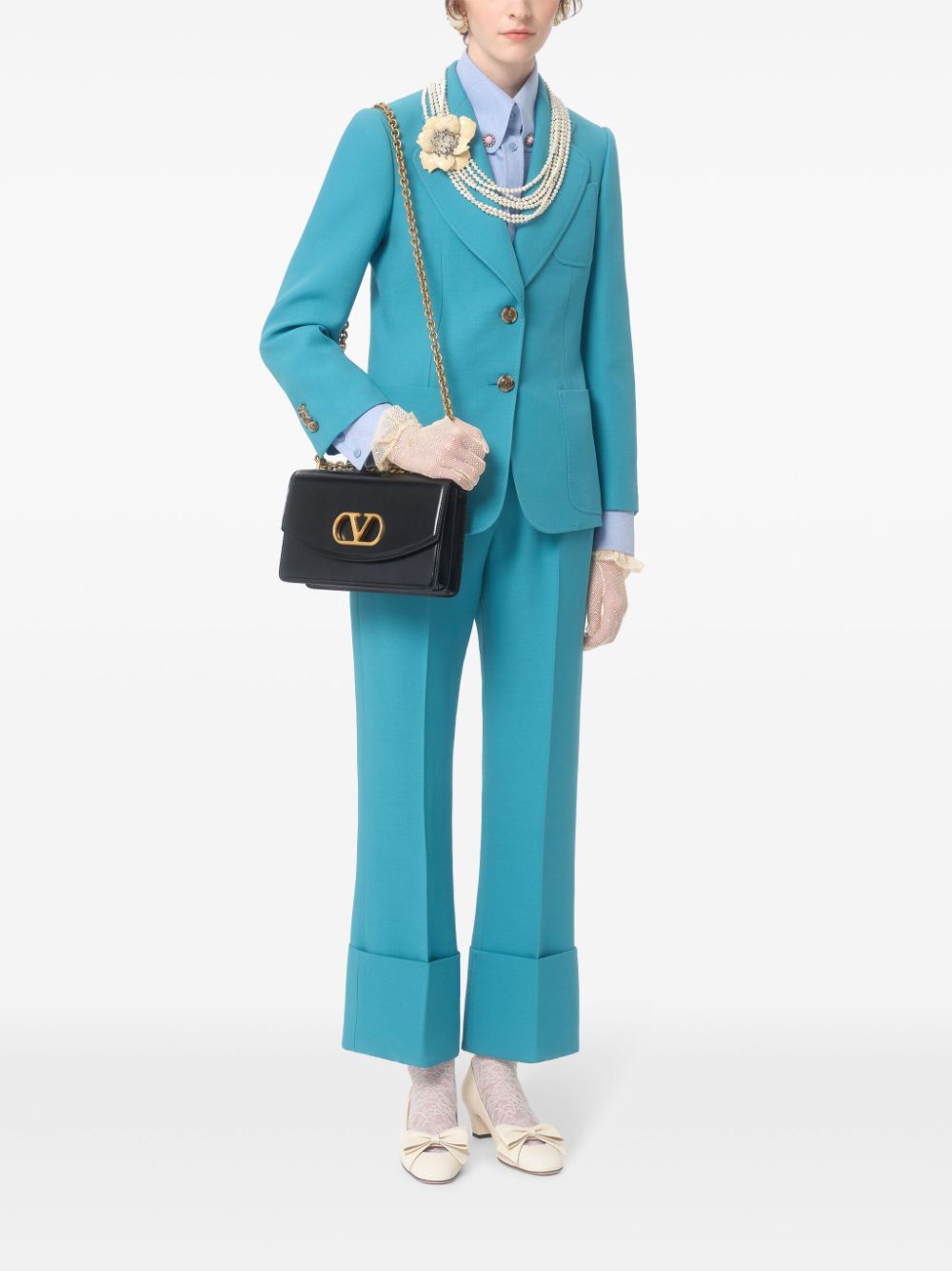 VALENTINO Turquoise 2-Button Women's Blazer