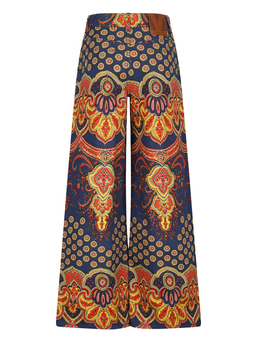 VALENTINO GARAVANI Paisley Patterned Wide Leg Jeans
