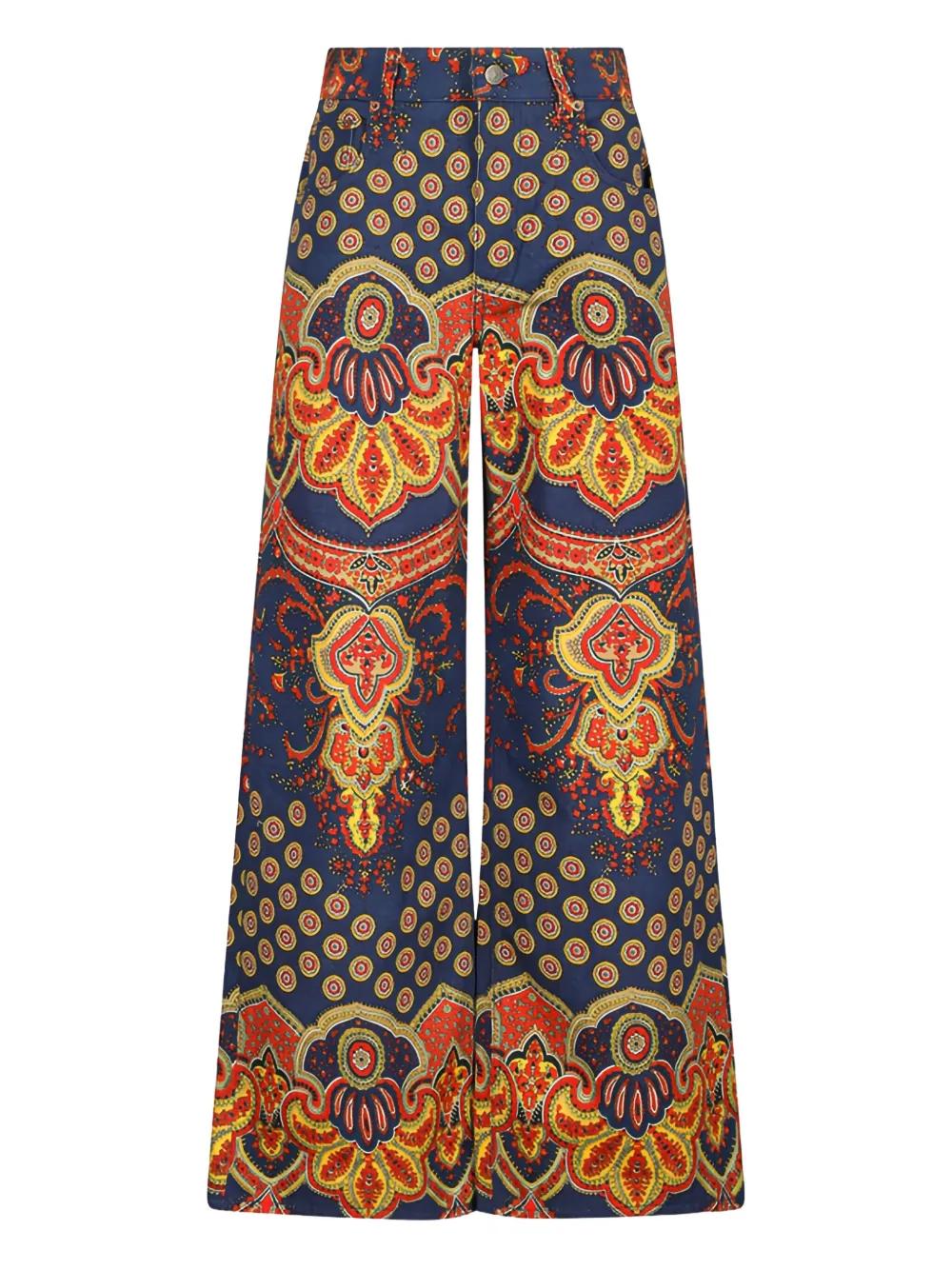 VALENTINO GARAVANI Paisley Patterned Wide Leg Jeans
