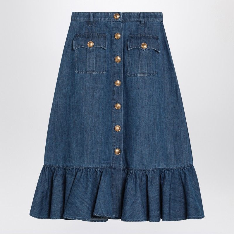 VALENTINO Denim Midi Skirt