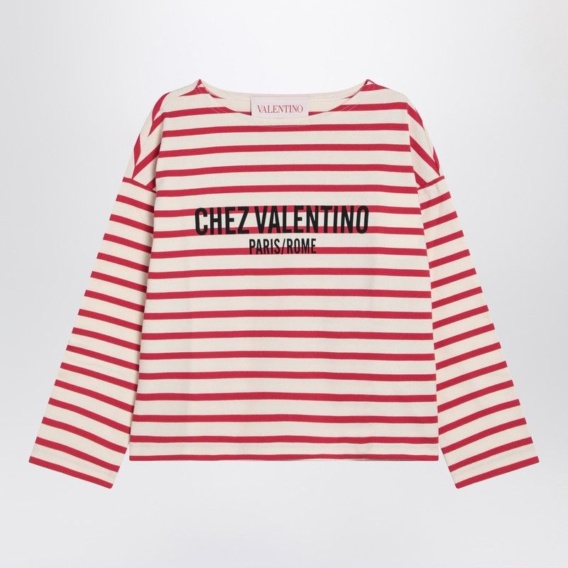 VALENTINO GARAVANI Embroidered Cotton Stripped T-Shirt for Women
