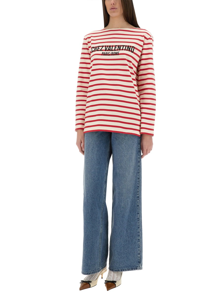 VALENTINO Cotton Long Sleeve T-Shirt with Print - Size S