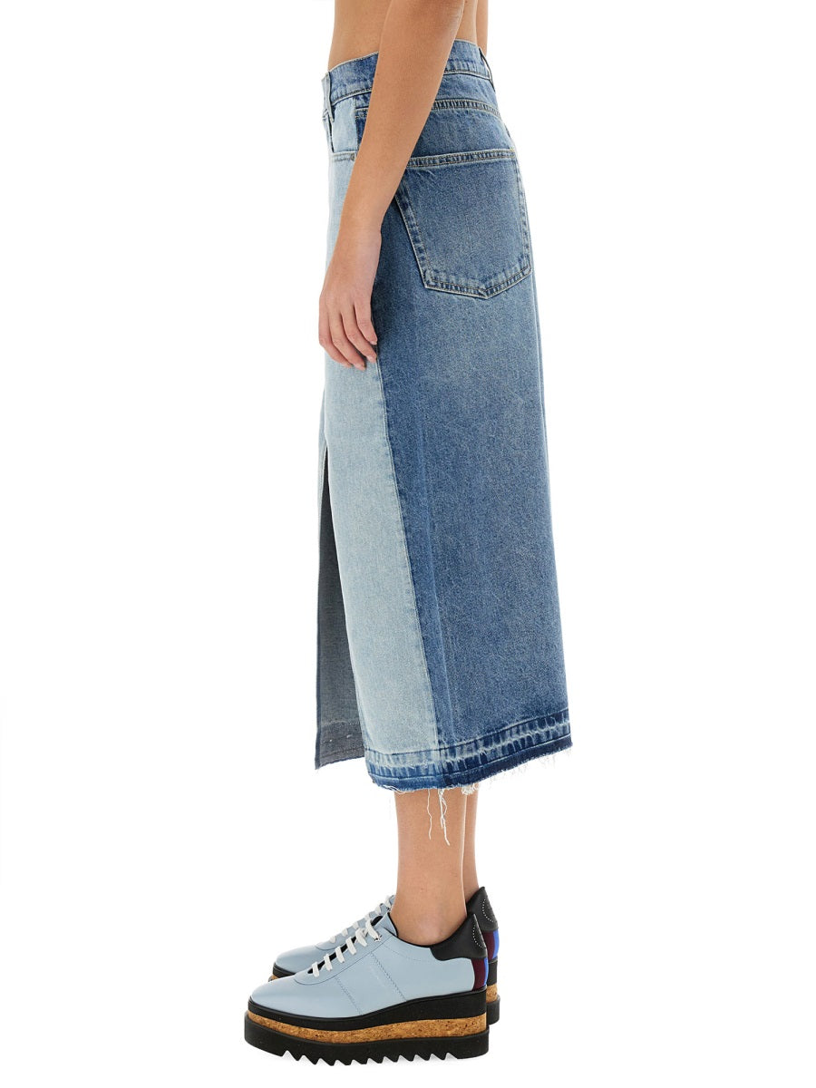 STELLA MCCARTNEY Denim Skirt with Contrasting Panel - Size S