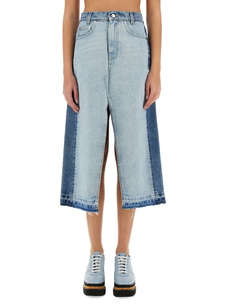 STELLA MCCARTNEY Denim Skirt with Contrasting Panel - Size S