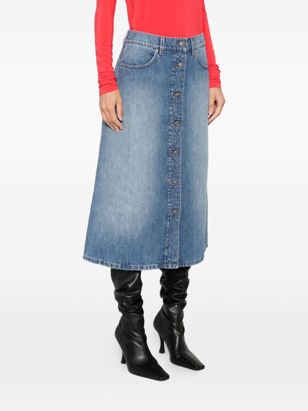 STELLA MCCARTNEY Denim Cotton Midi Skirt for Women