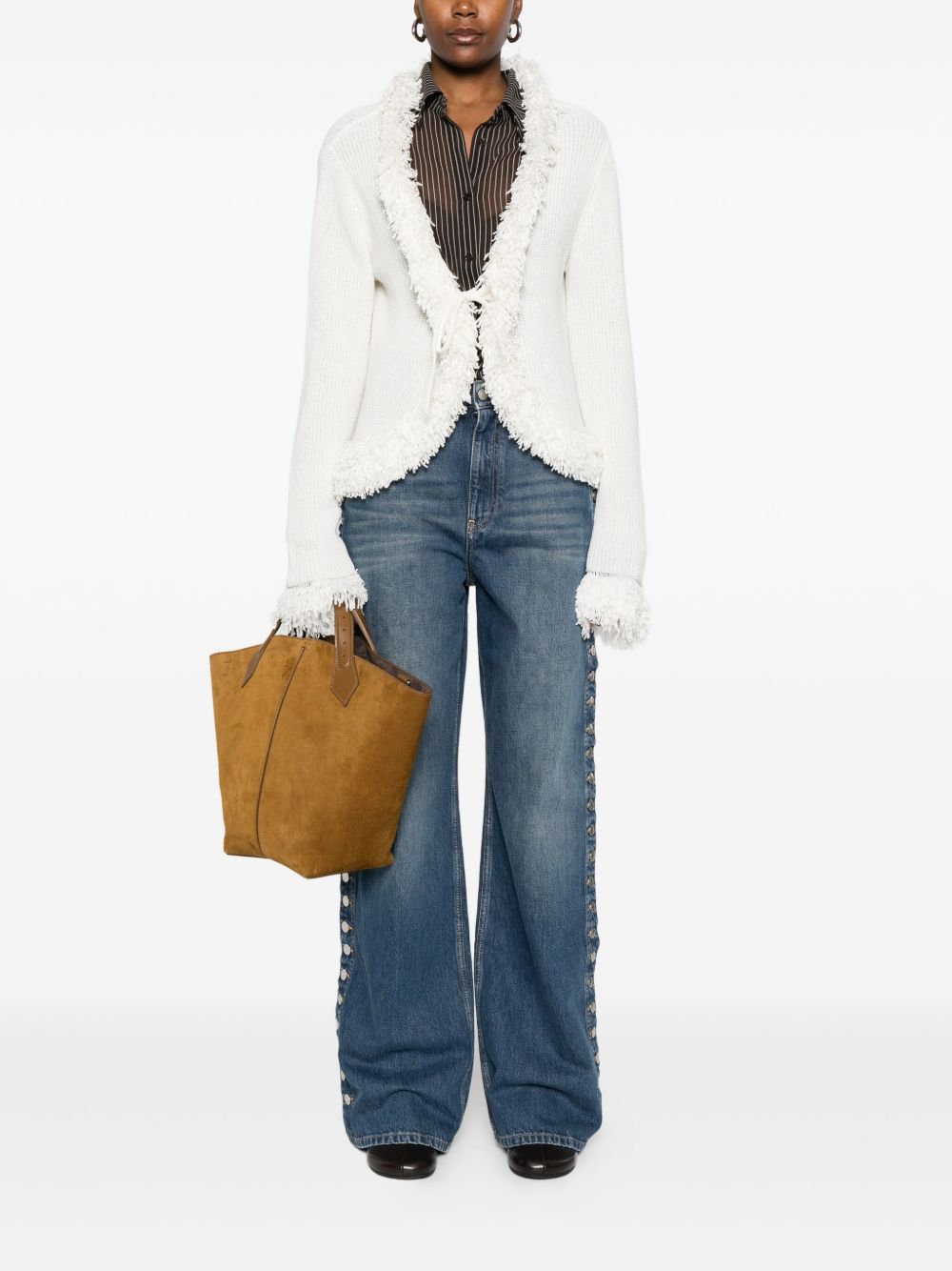 STELLA MCCARTNEY Wide-Leg Denim Jeans with Button Embellishments