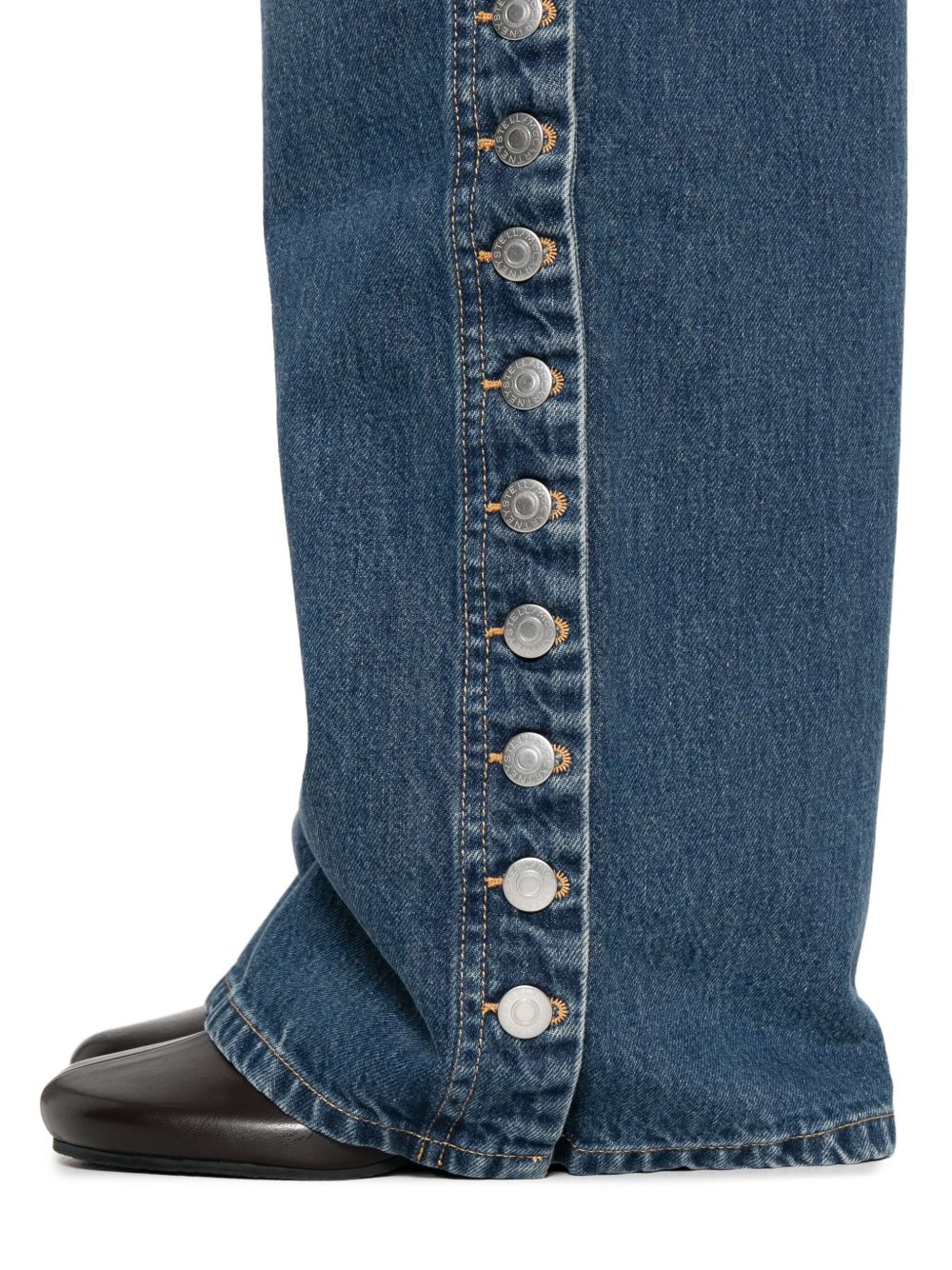 STELLA MCCARTNEY Wide-Leg Denim Jeans with Button Embellishments