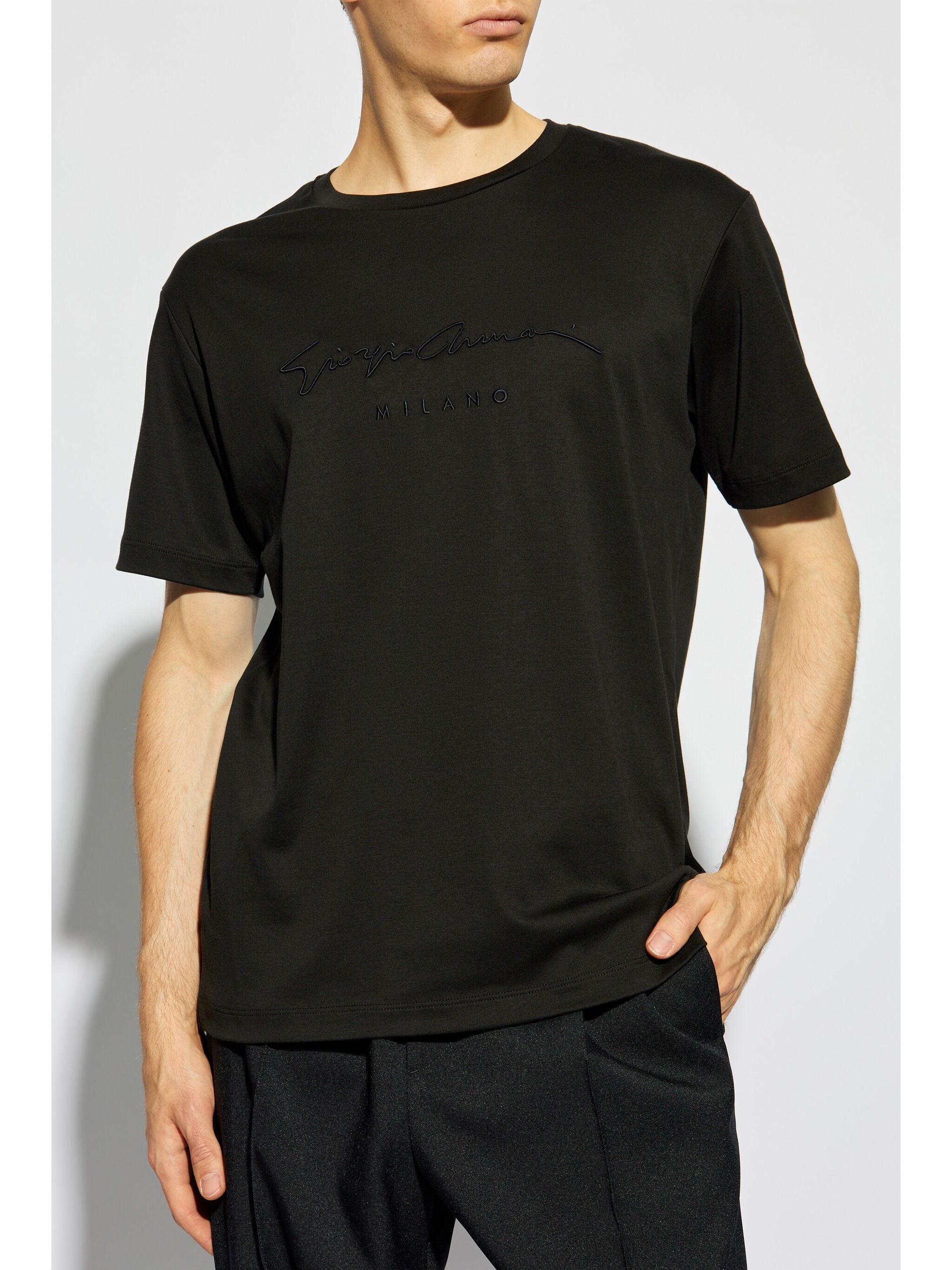 GIORGIO ARMANI Classic Cotton T-Shirt for Men - FW25 Collection