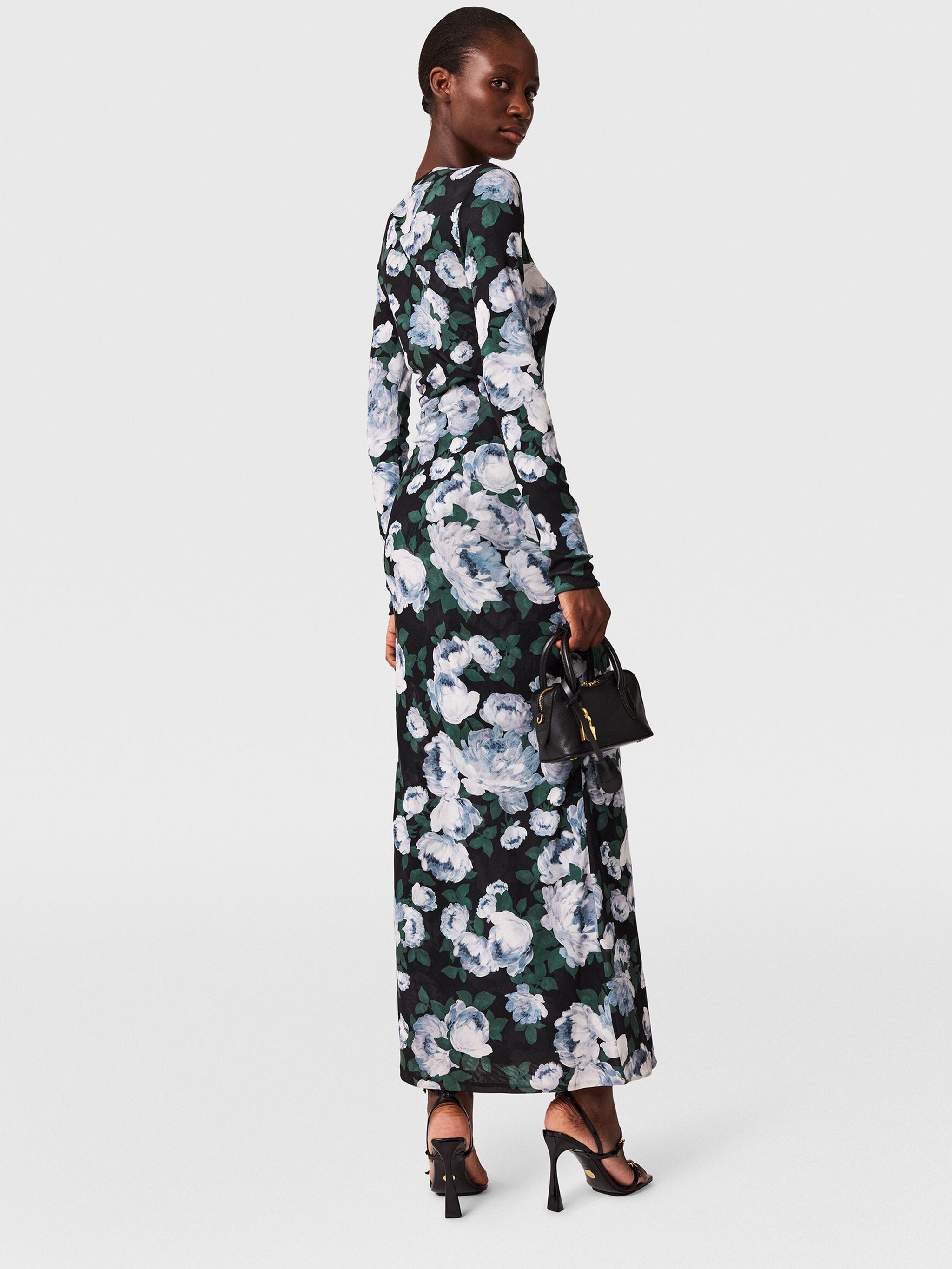 STELLA MCCARTNEY Floral Long-Sleeve Mesh Midi Dress - Size S
