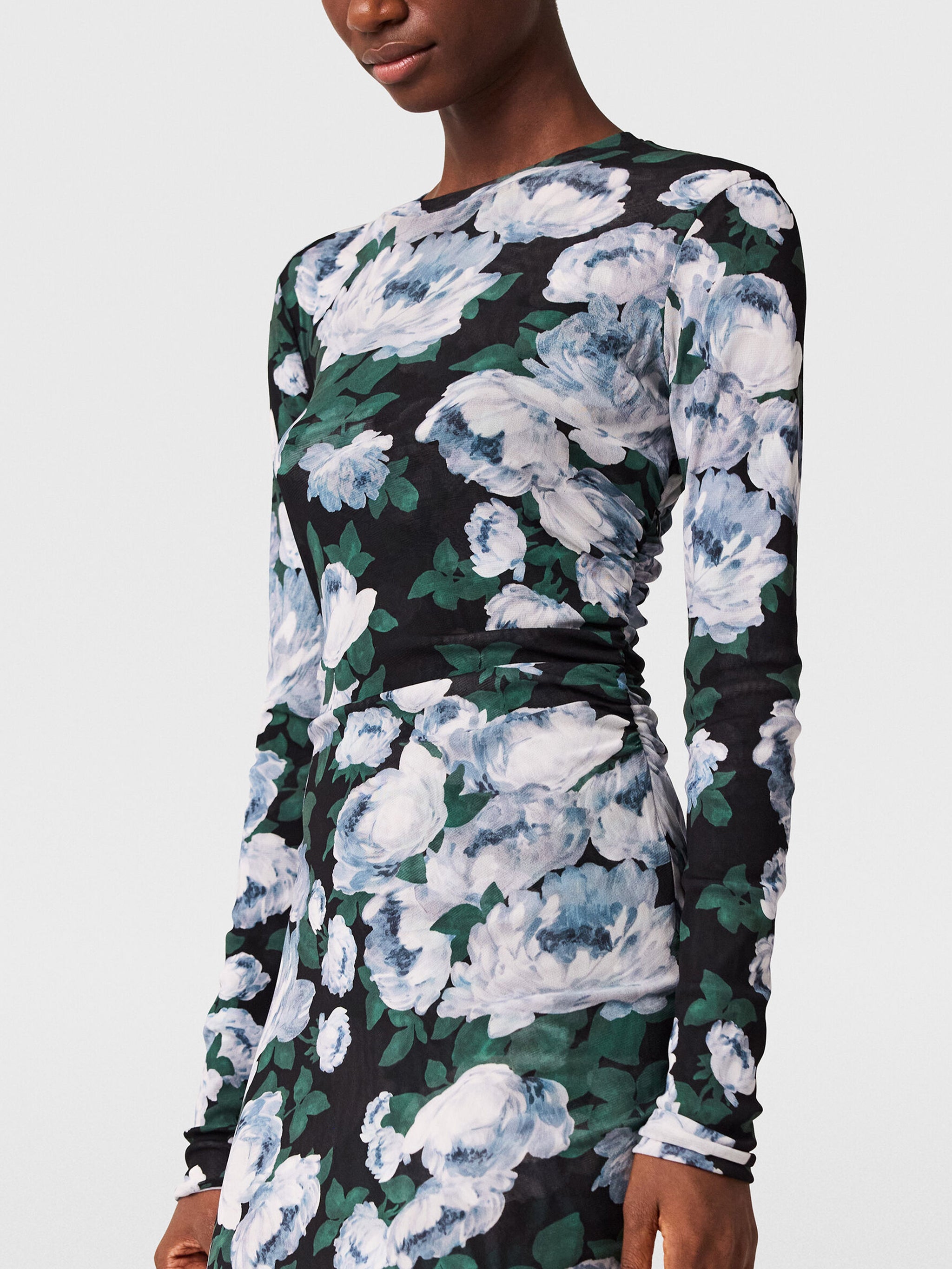 STELLA MCCARTNEY Floral Long-Sleeve Mesh Midi Dress - Size S