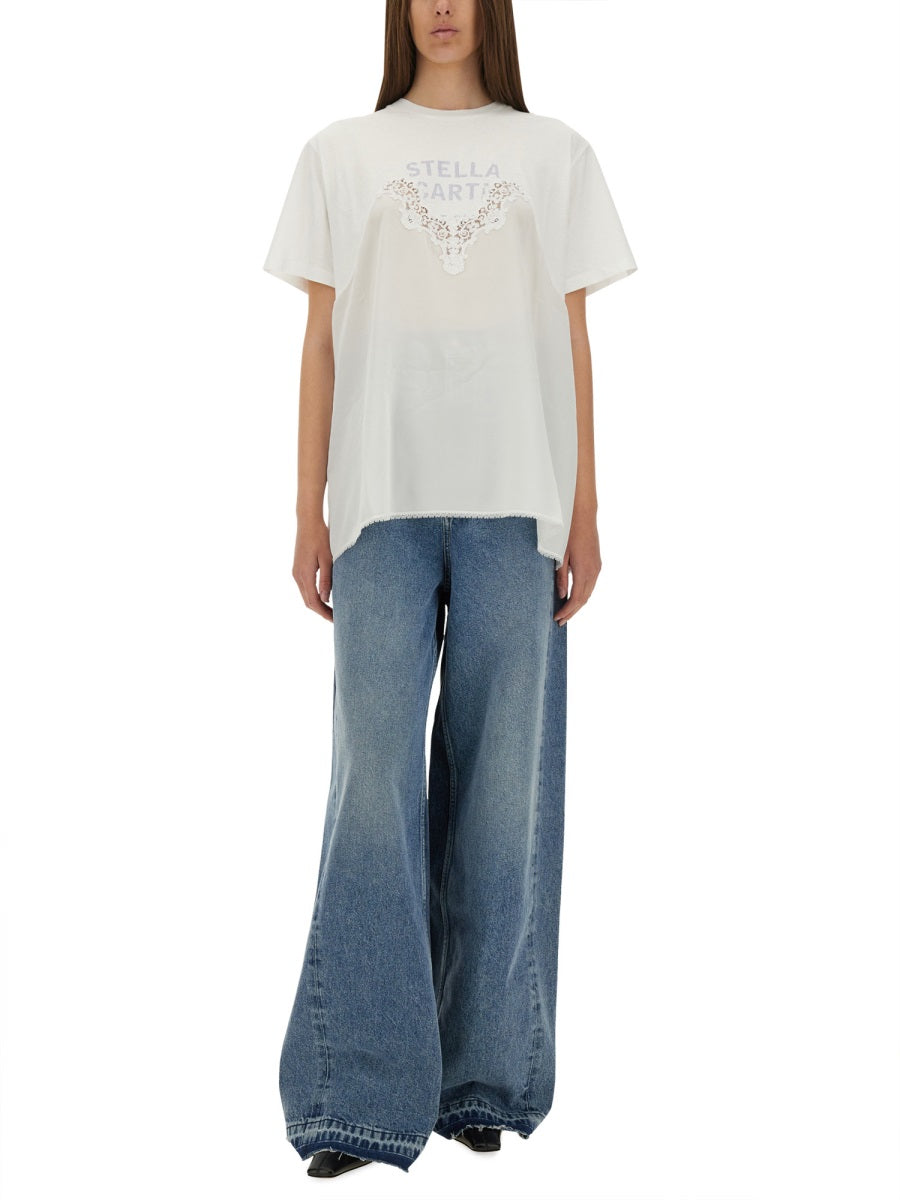 STELLA MCCARTNEY Relaxed Fit T-Shirt with Lace Insert - Women’s Size S