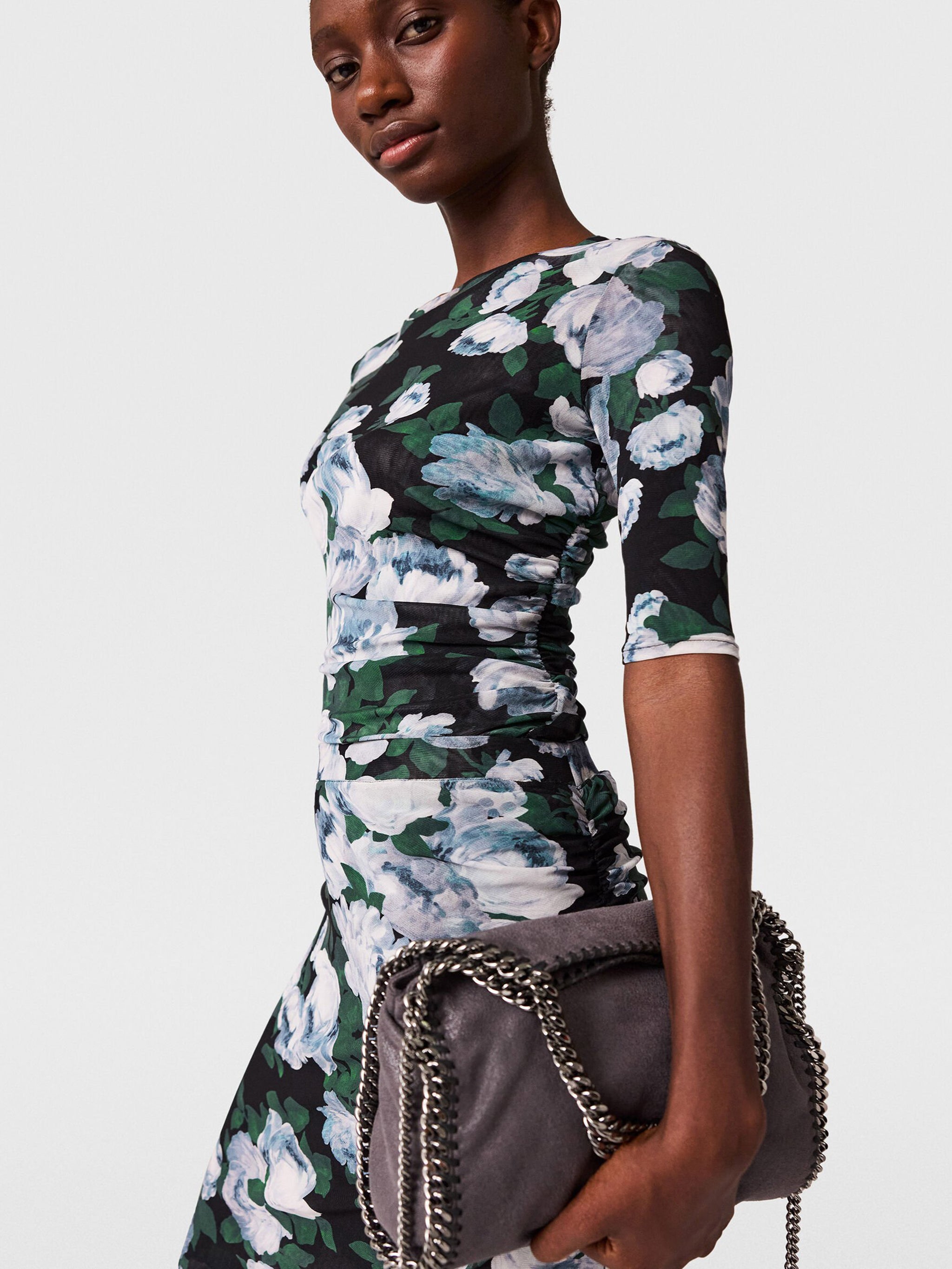 STELLA MCCARTNEY Floral Mesh Top with Three-Quarter Sleeves - Size S