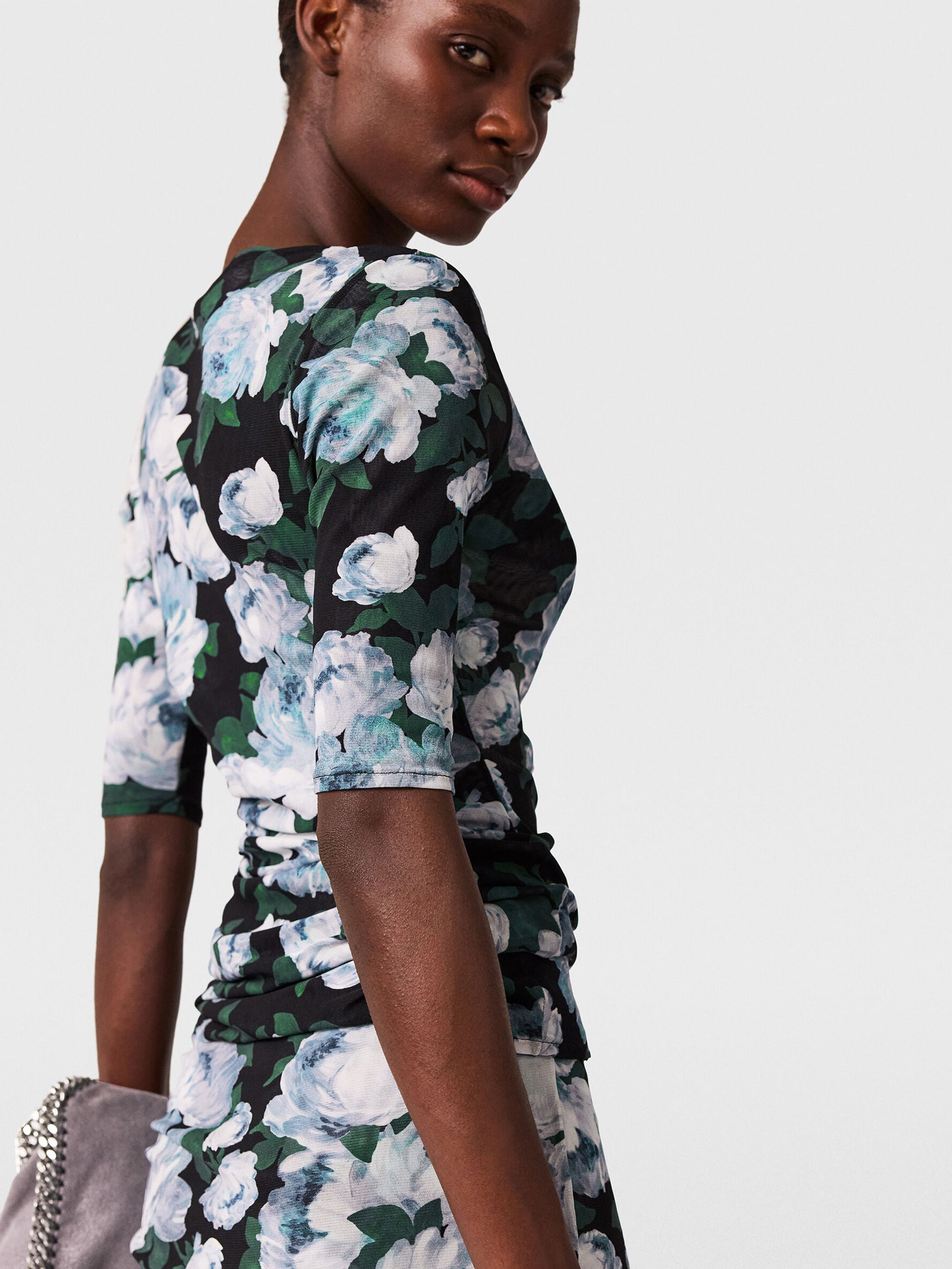 STELLA MCCARTNEY Floral Mesh Top with Three-Quarter Sleeves - Size S