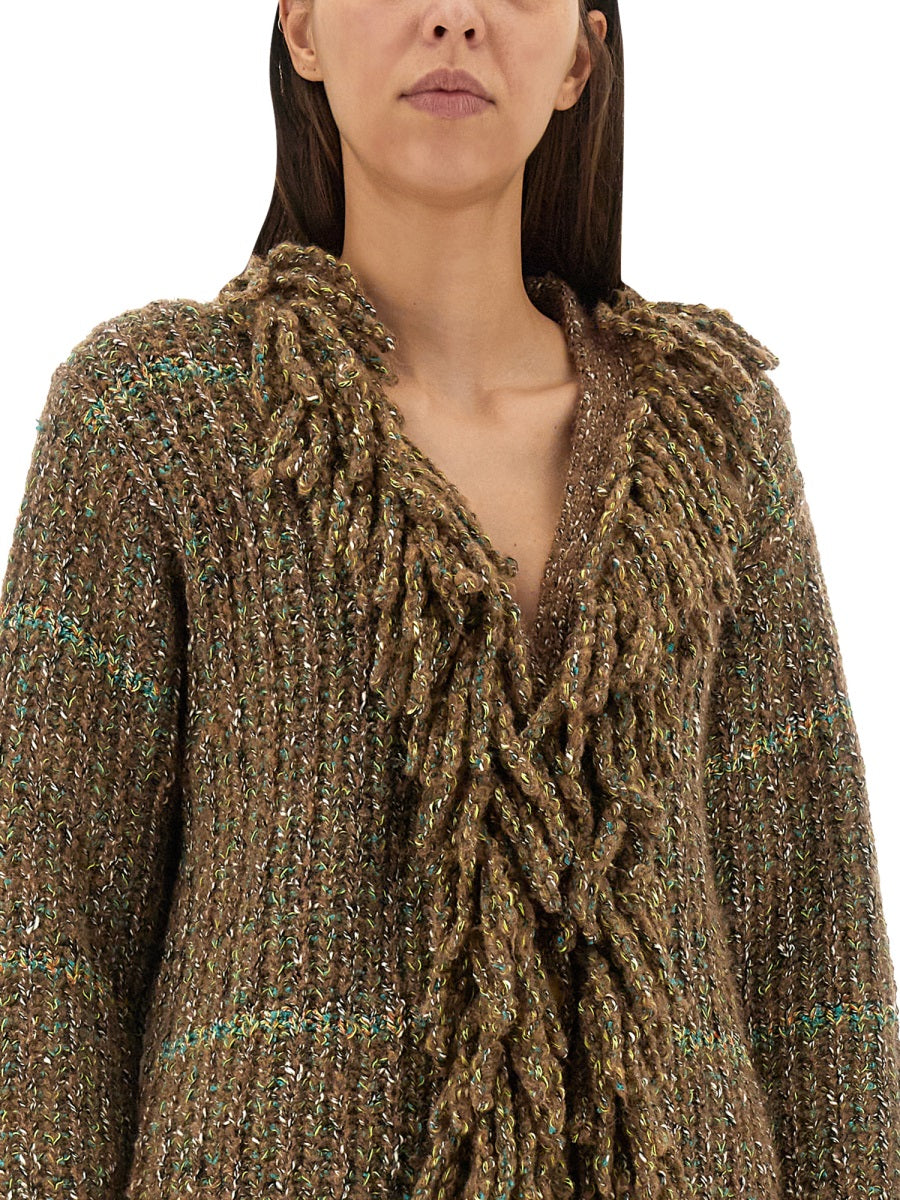 STELLA MCCARTNEY Chic Women's Wool Blend Cardigan with V-Neck and Button Closure