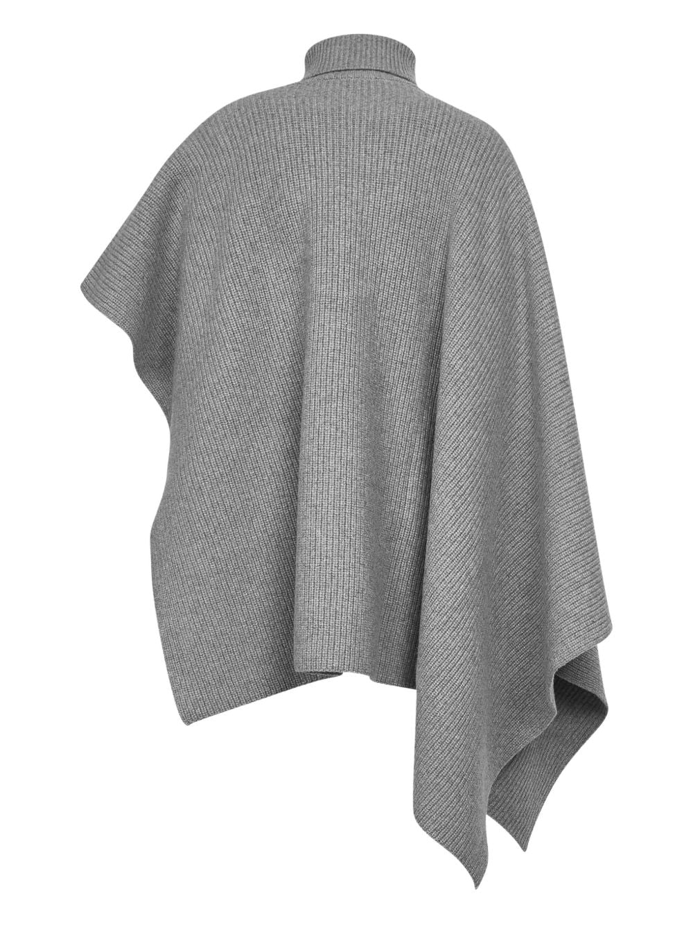 STELLA MCCARTNEY Wool and Cashmere Blend Poncho with Ribbed Turtleneck Collar