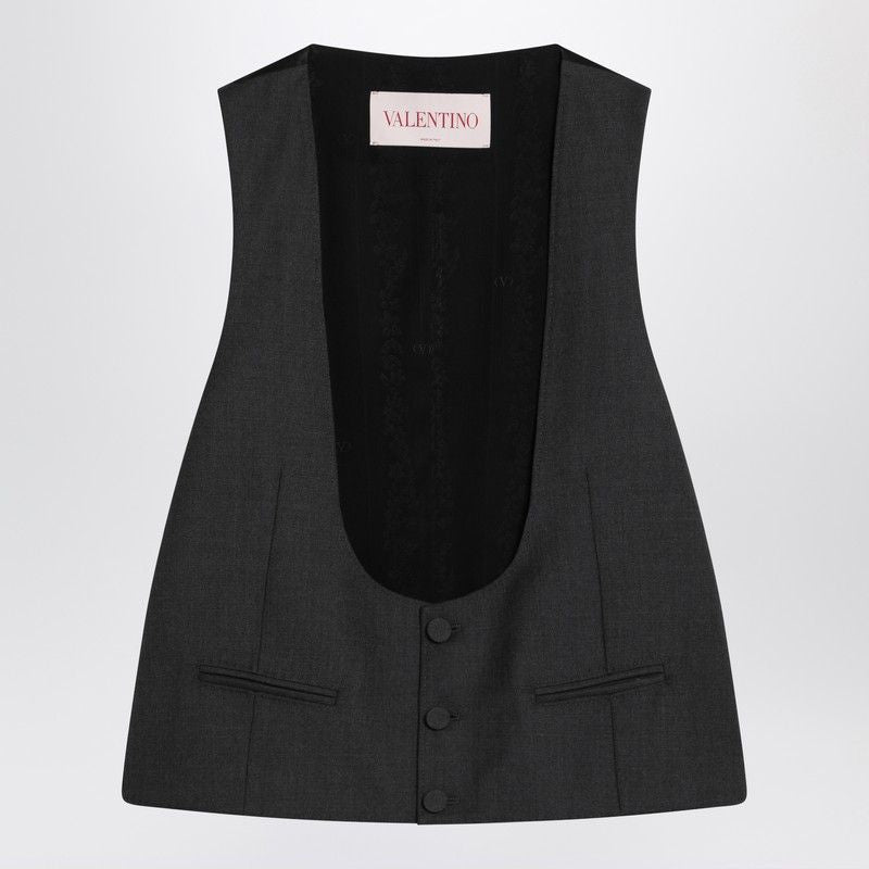 VALENTINO Classic Wide Neckline Wool Vest for Men - SS25