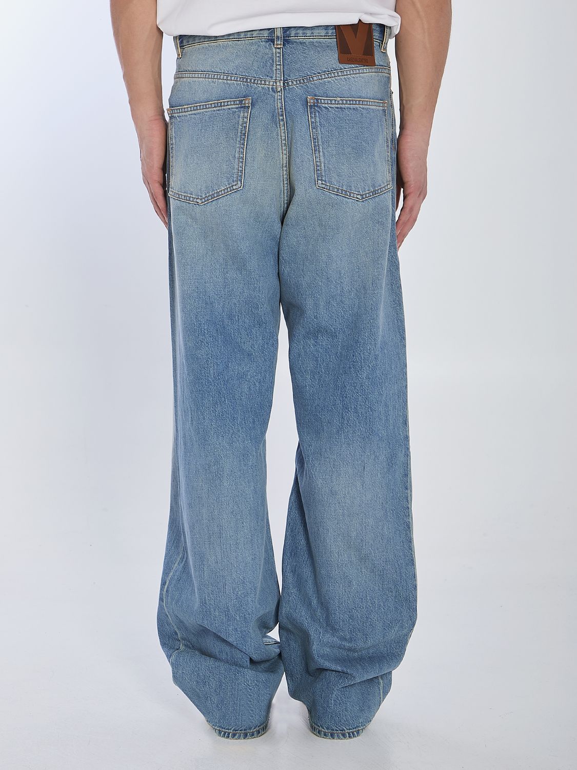 VALENTINO Light Blue Jeans with Washed Effect for Men