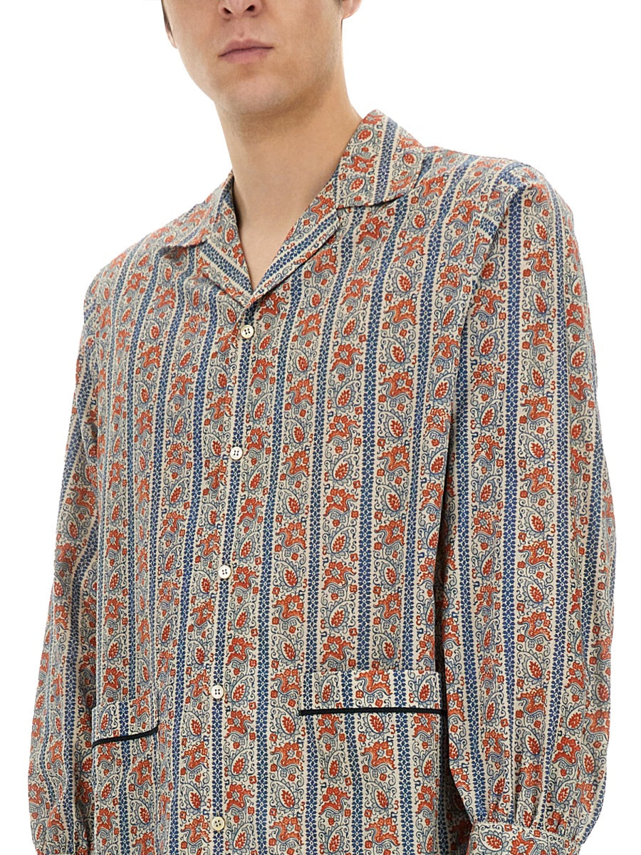 VALENTINO Voyage Imaginare Print Cotton Pajama Shirt - Size M