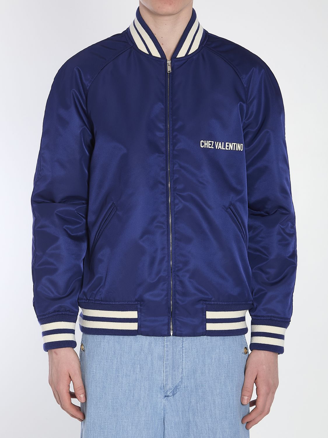 VALENTINO GARAVANI Men's Regular Fit Bomber Jacket with Chez Valentino Print