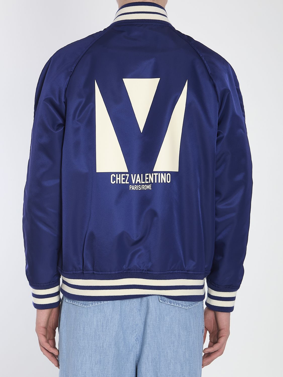 VALENTINO GARAVANI Men's Regular Fit Bomber Jacket with Chez Valentino Print