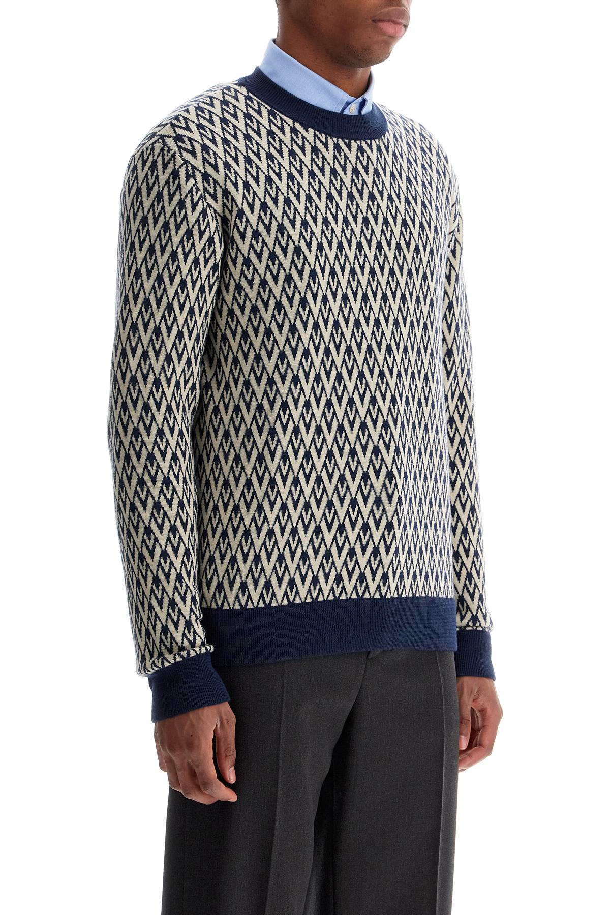 VALENTINO GARAVANI Crew Neck Jumper with Jacquard Pattern - Size L