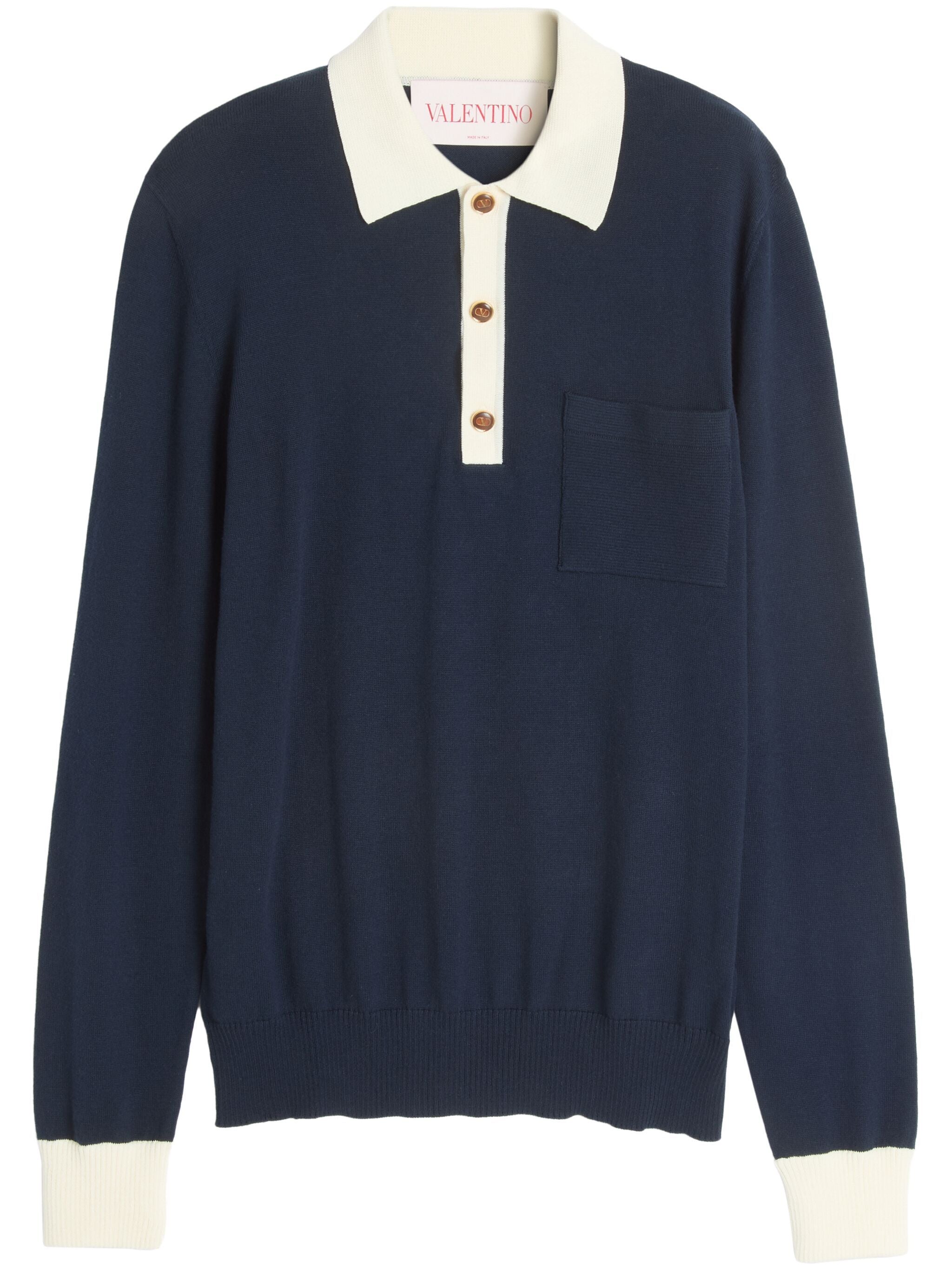 VALENTINO GARAVANI Long Sleeve Polo Shirt in Cotton - Regular Fit