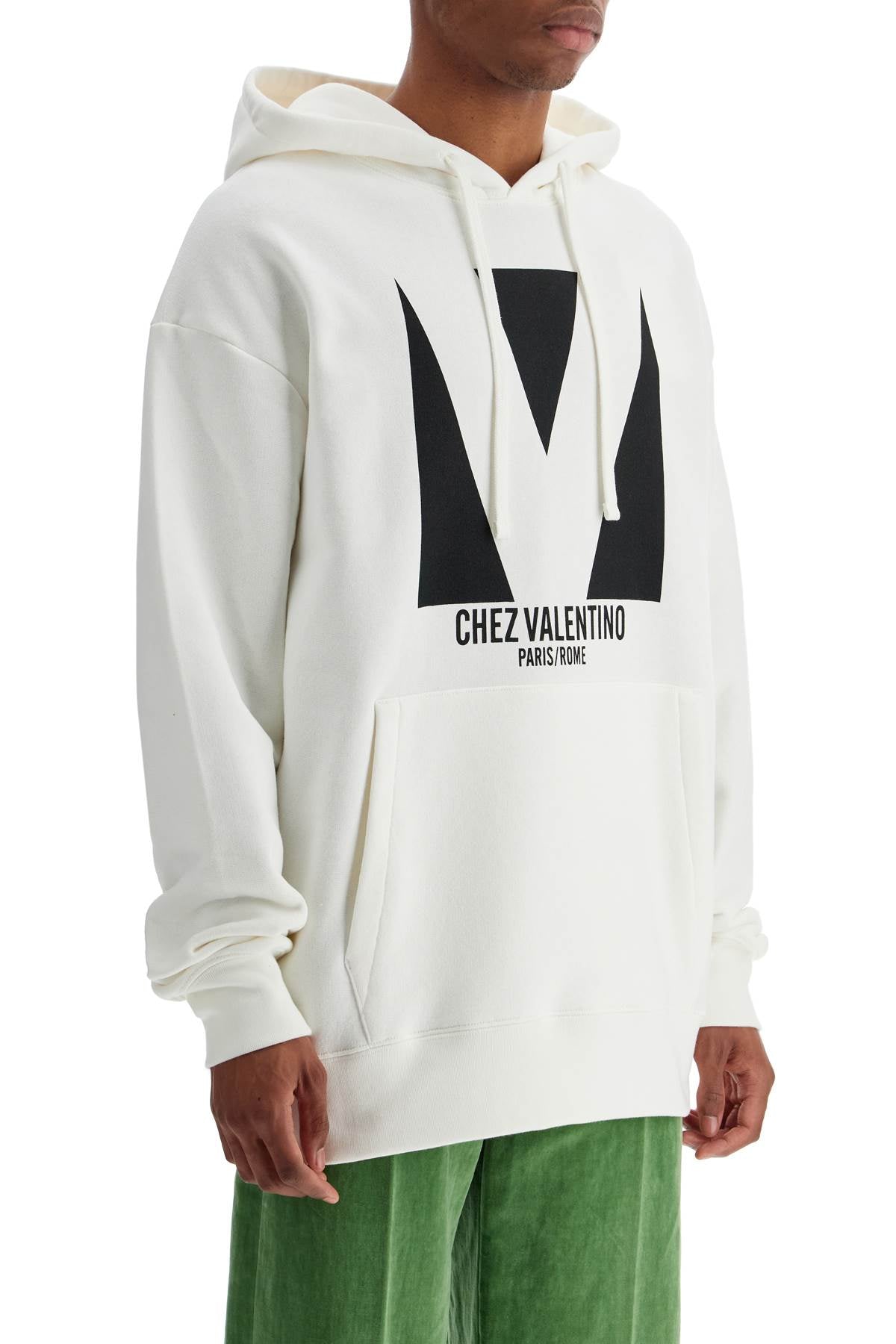 VALENTINO GARAVANI Hooded Sweatshirt with Chez Valentino Print - Men's Loose Fit