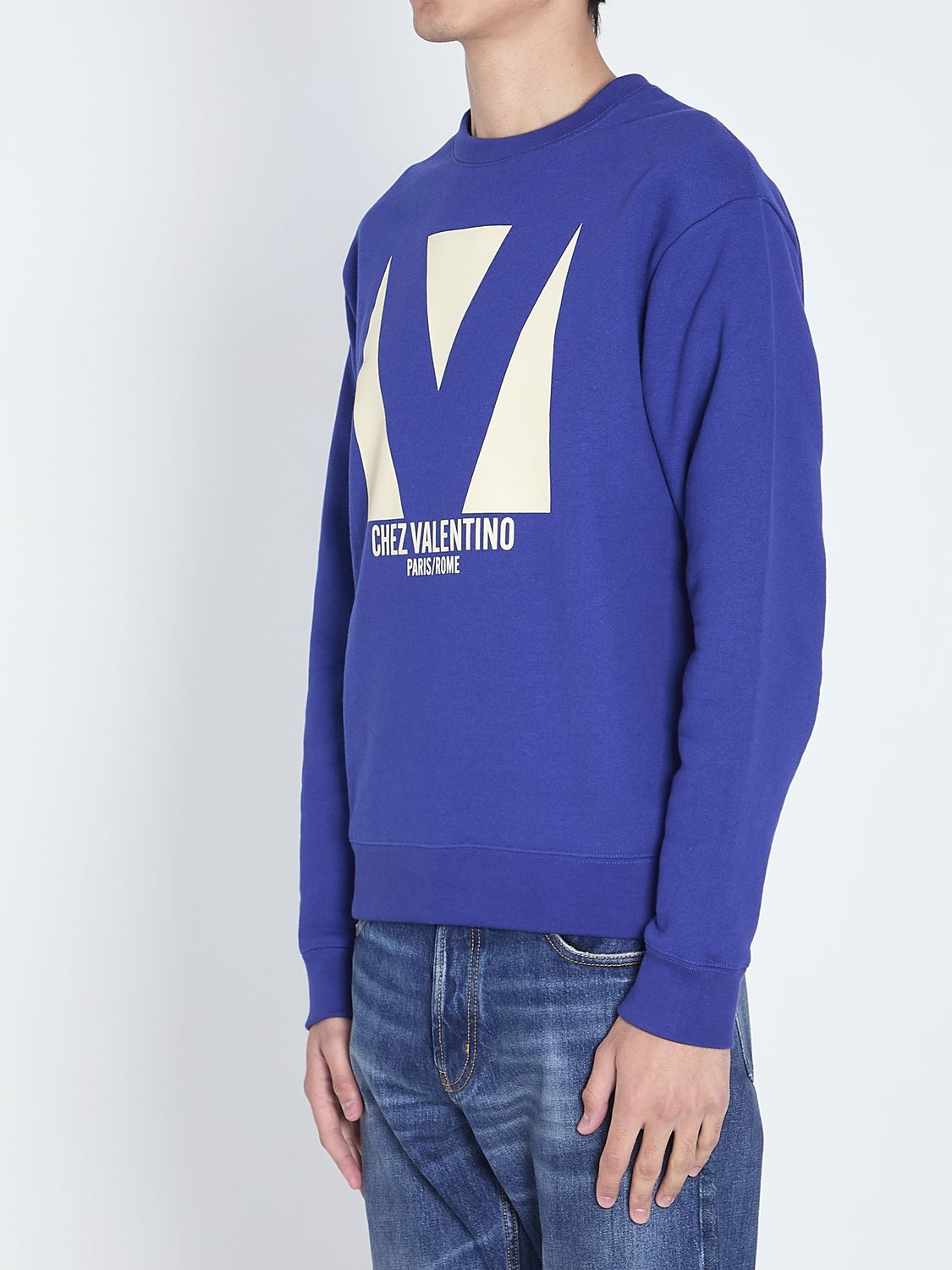 Long-Sleeved Crewneck Sweatshirt with Chez Valentino Print