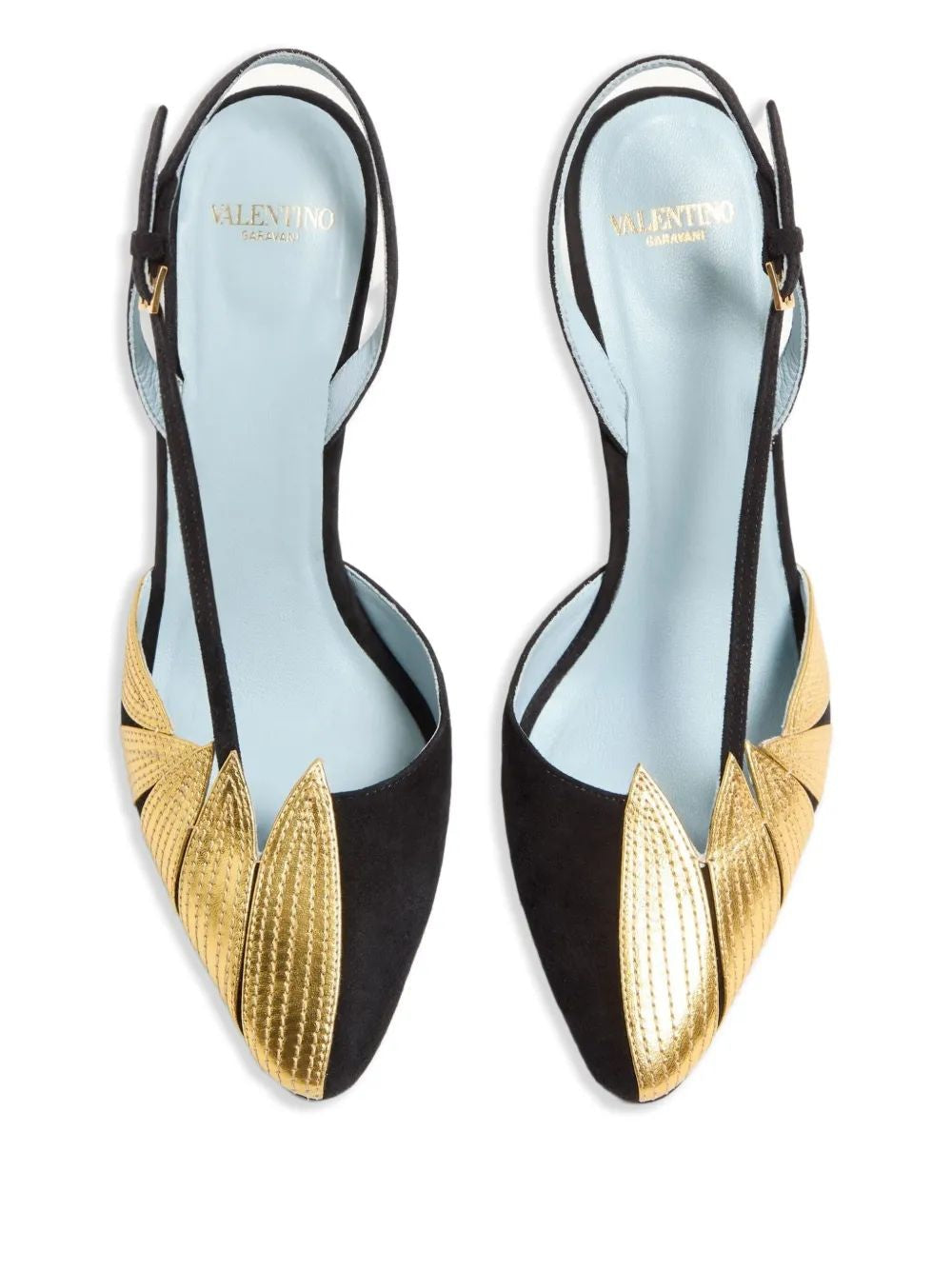 VALENTINO GARAVANI High Slingback Pump with Gold Leaf Detail