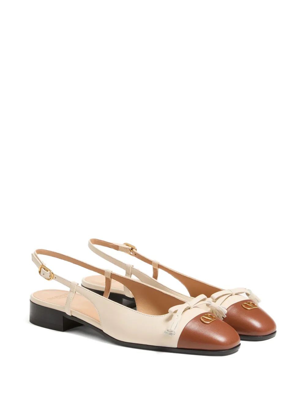 VALENTINO GARAVANI Two-Tone Leather Valet Ballerinas for Women