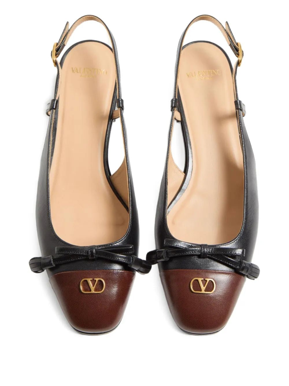 VALENTINO GARAVANI Two-Tone Leather Valet Ballerinas for Women