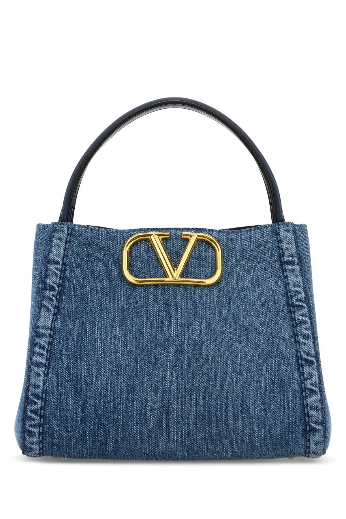 VALENTINO GARAVANI Medium Double Handle Denim Vlogo Handbag