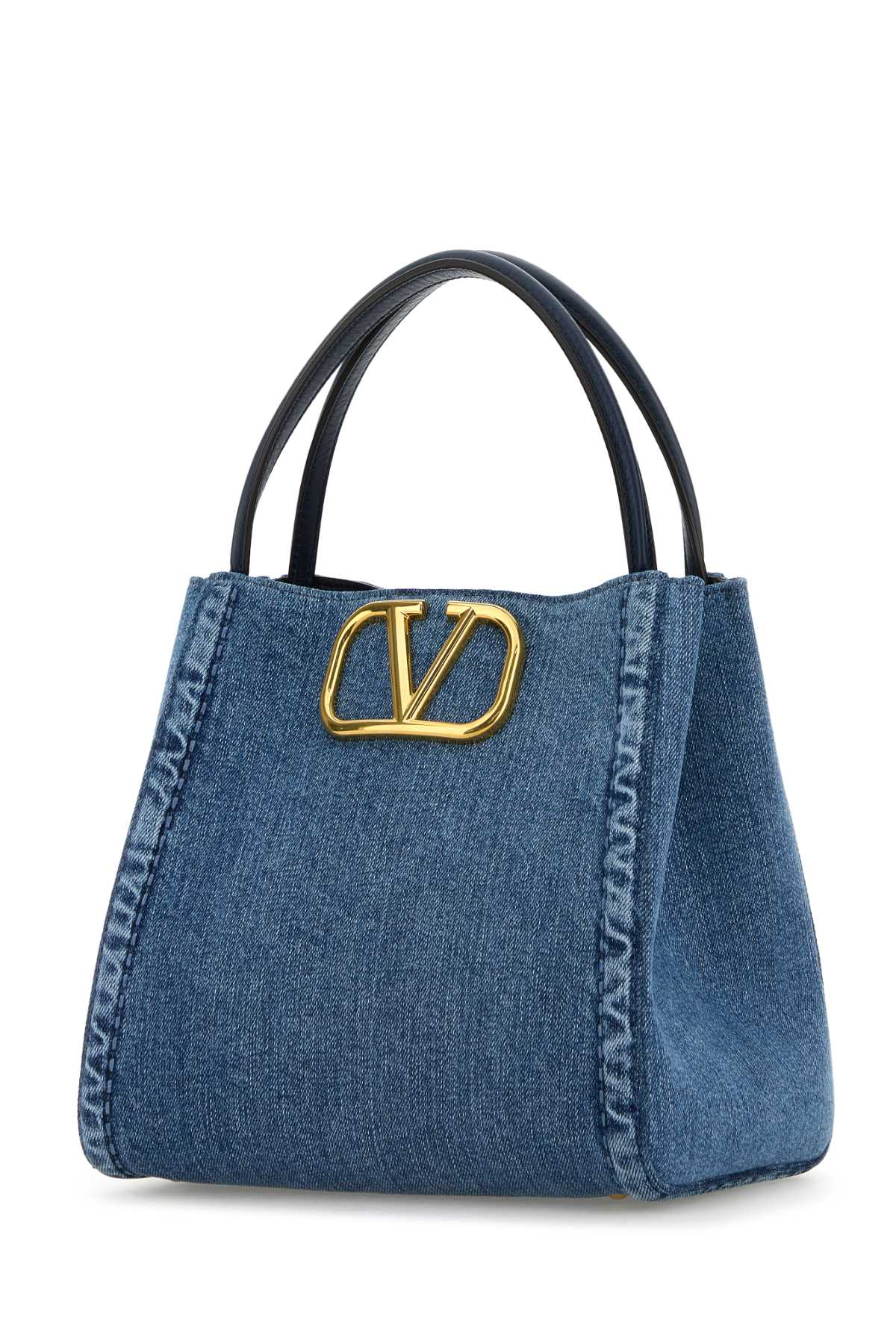 VALENTINO GARAVANI Medium Double Handle Denim Vlogo Handbag
