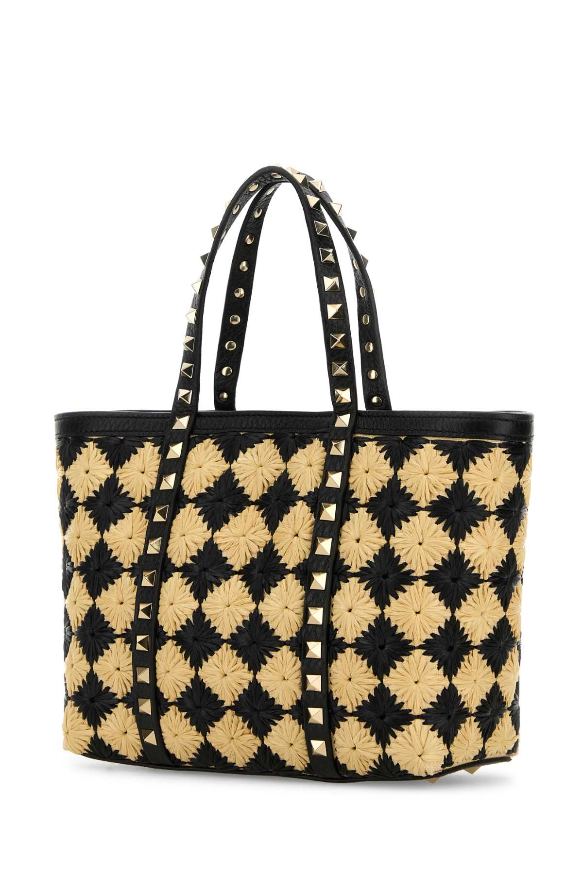 VALENTINO GARAVANI Mini Embroidered Raffia Rockstud Handbag
