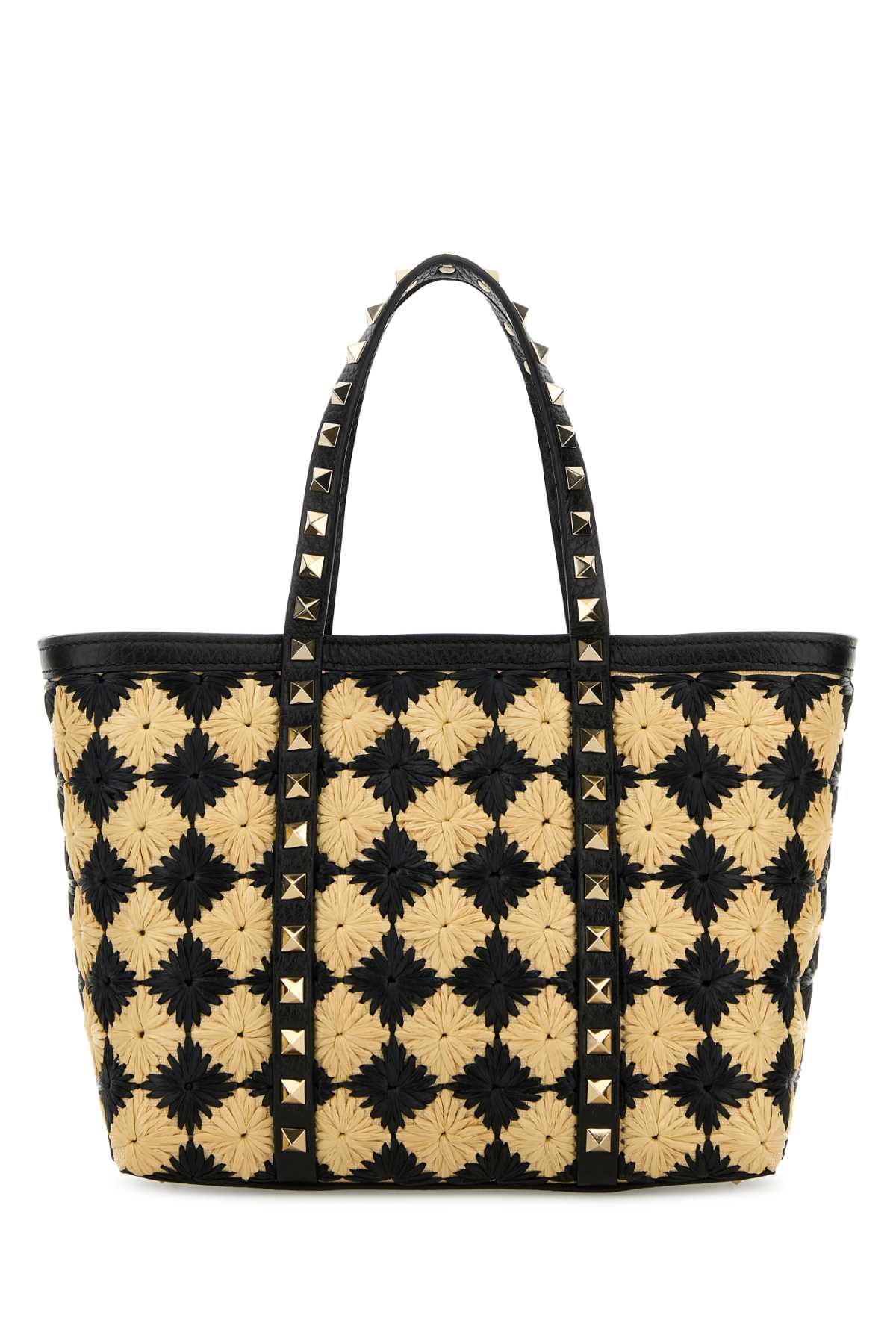 VALENTINO GARAVANI Mini Embroidered Raffia Rockstud Handbag