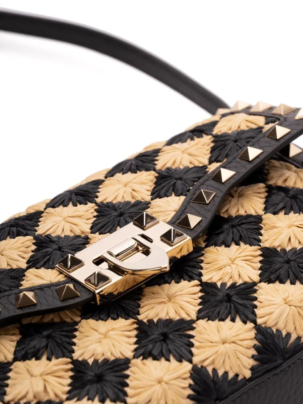 VALENTINO GARAVANI Mini Raffia Rockstud Crossbody Handbag