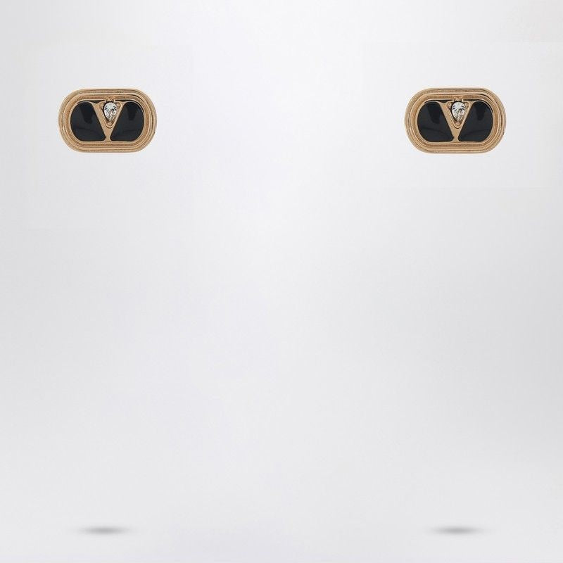 VALENTINO GARAVANI Two-Tone Enamel and Metal Logo Earrings (15mm)