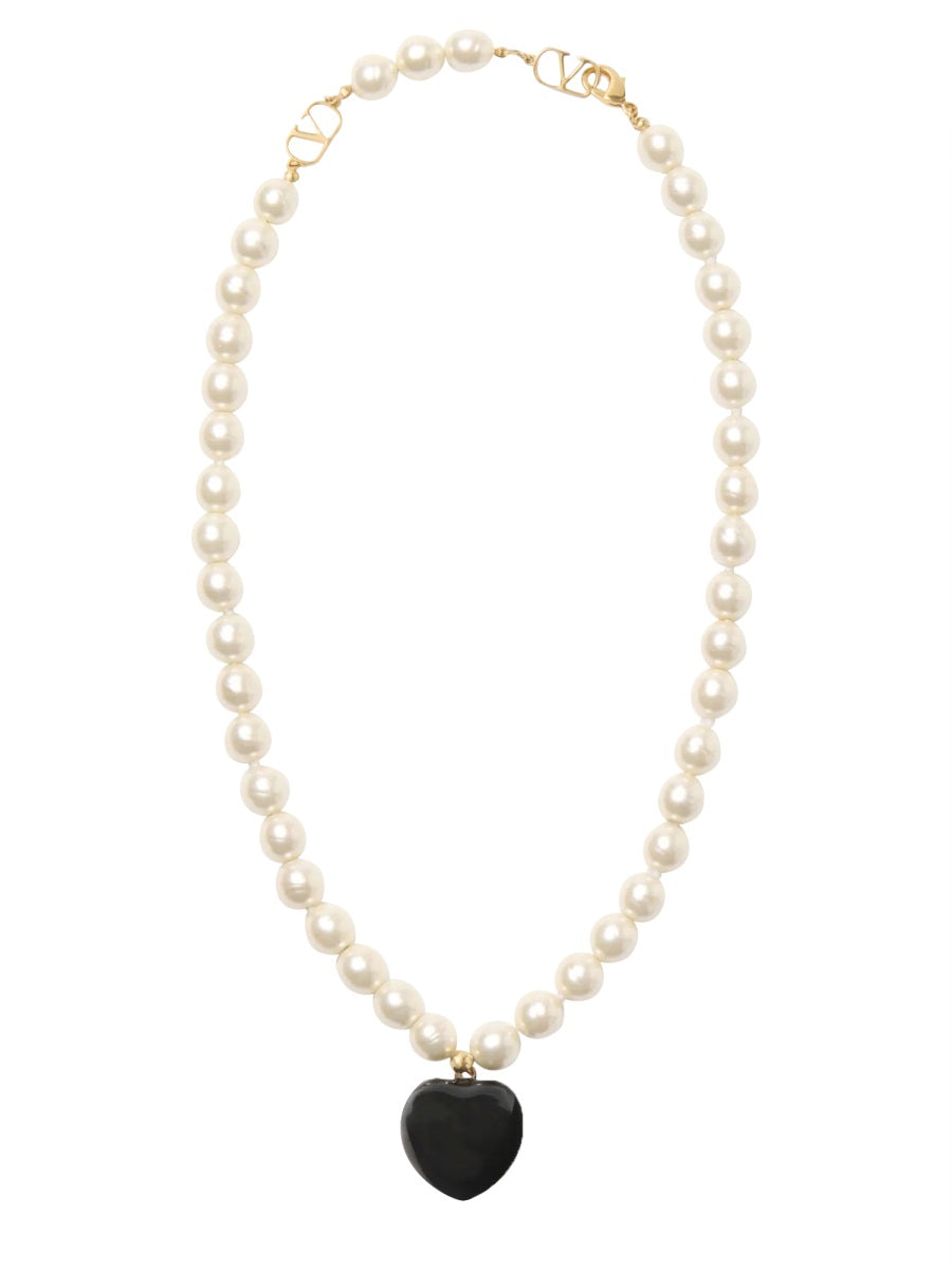 VALENTINO GARAVANI Ivory Pearls Coeur Royal Necklace (L.90) - Women's Jewelry for SS25