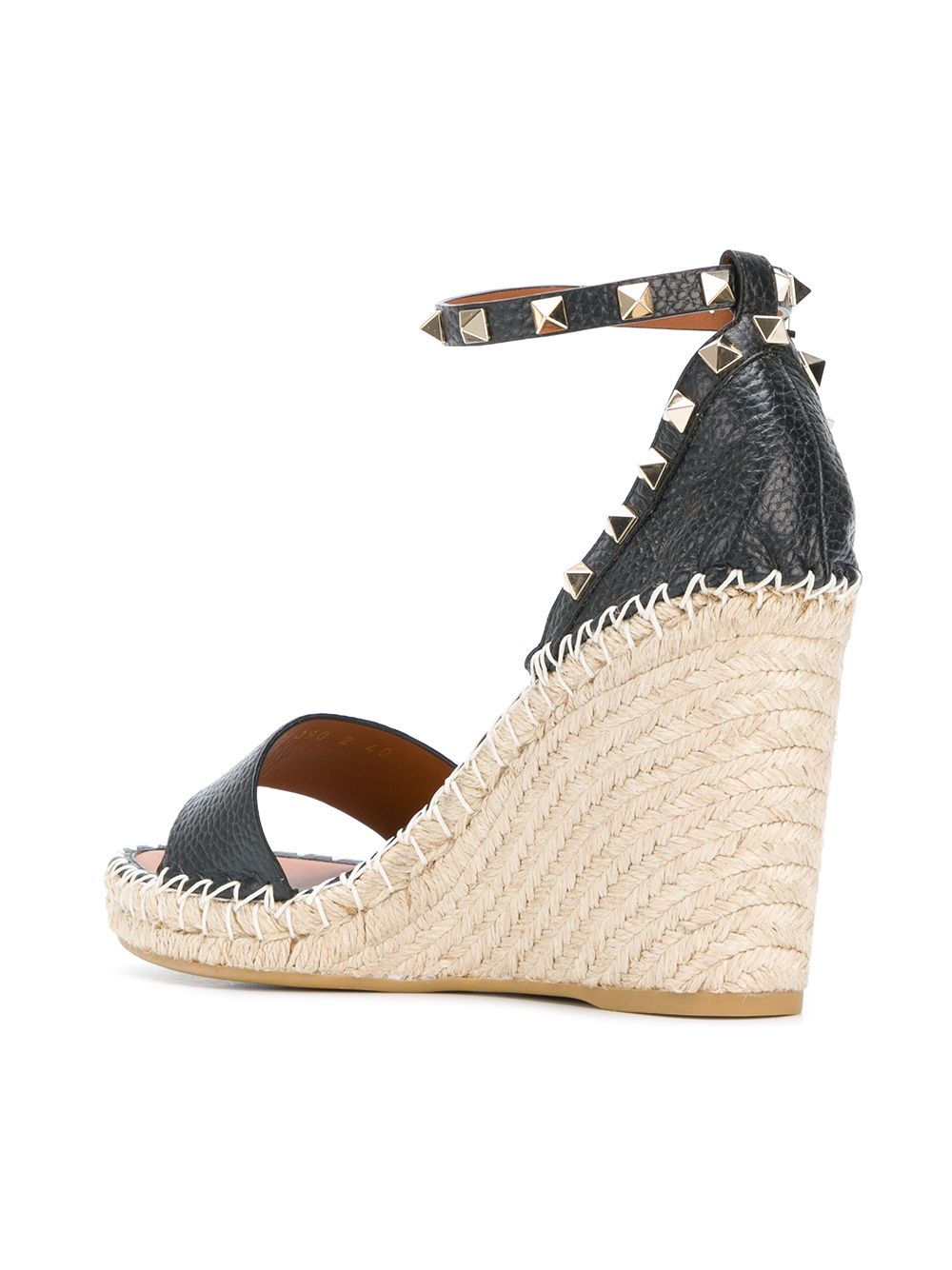VALENTINO GARAVANI Esparto Wedge Sandals with Golden Studs