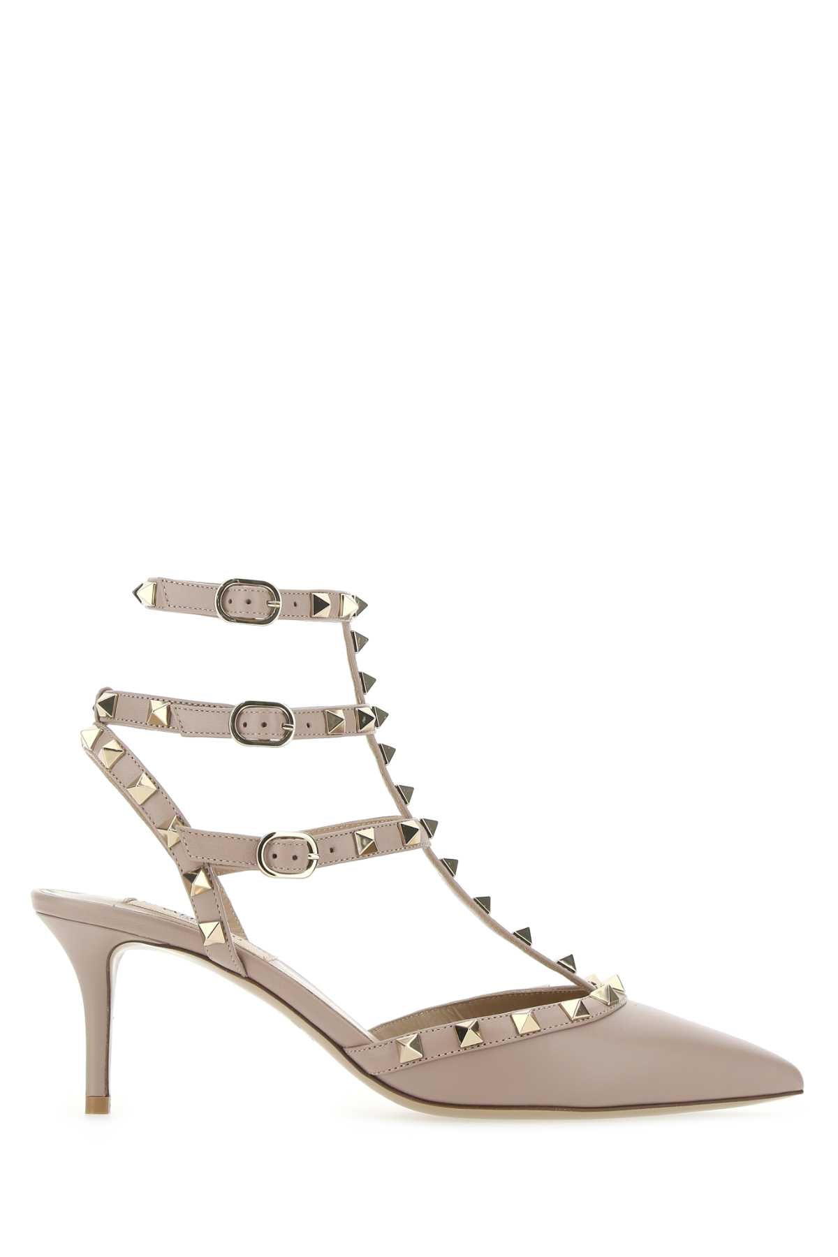 VALENTINO GARAVANI Antiqued Leather Rockstud Pumps with Ankle Strap