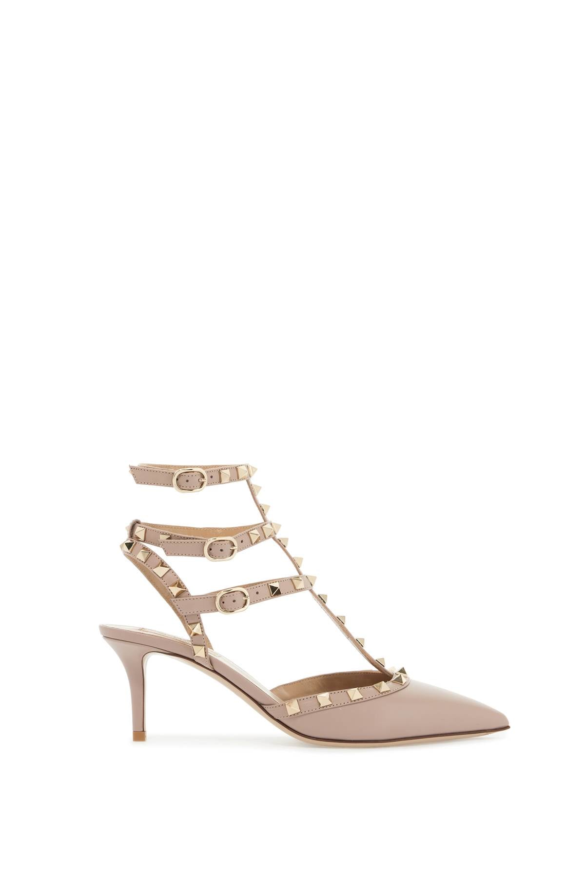 VALENTINO GARAVANI Antiqued Leather Rockstud Pumps with Ankle Strap
