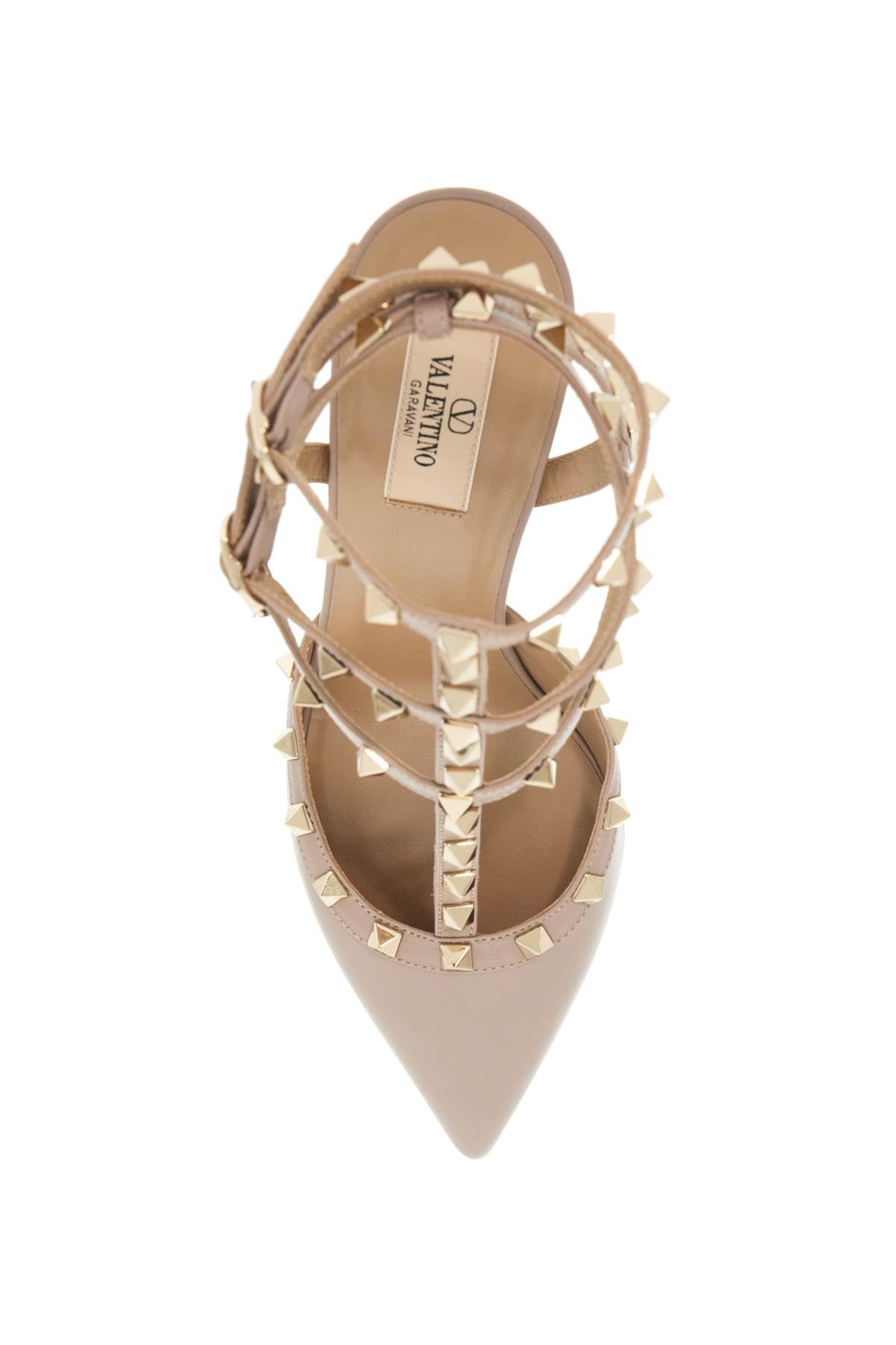 VALENTINO GARAVANI Antiqued Leather Rockstud Pumps with Ankle Strap
