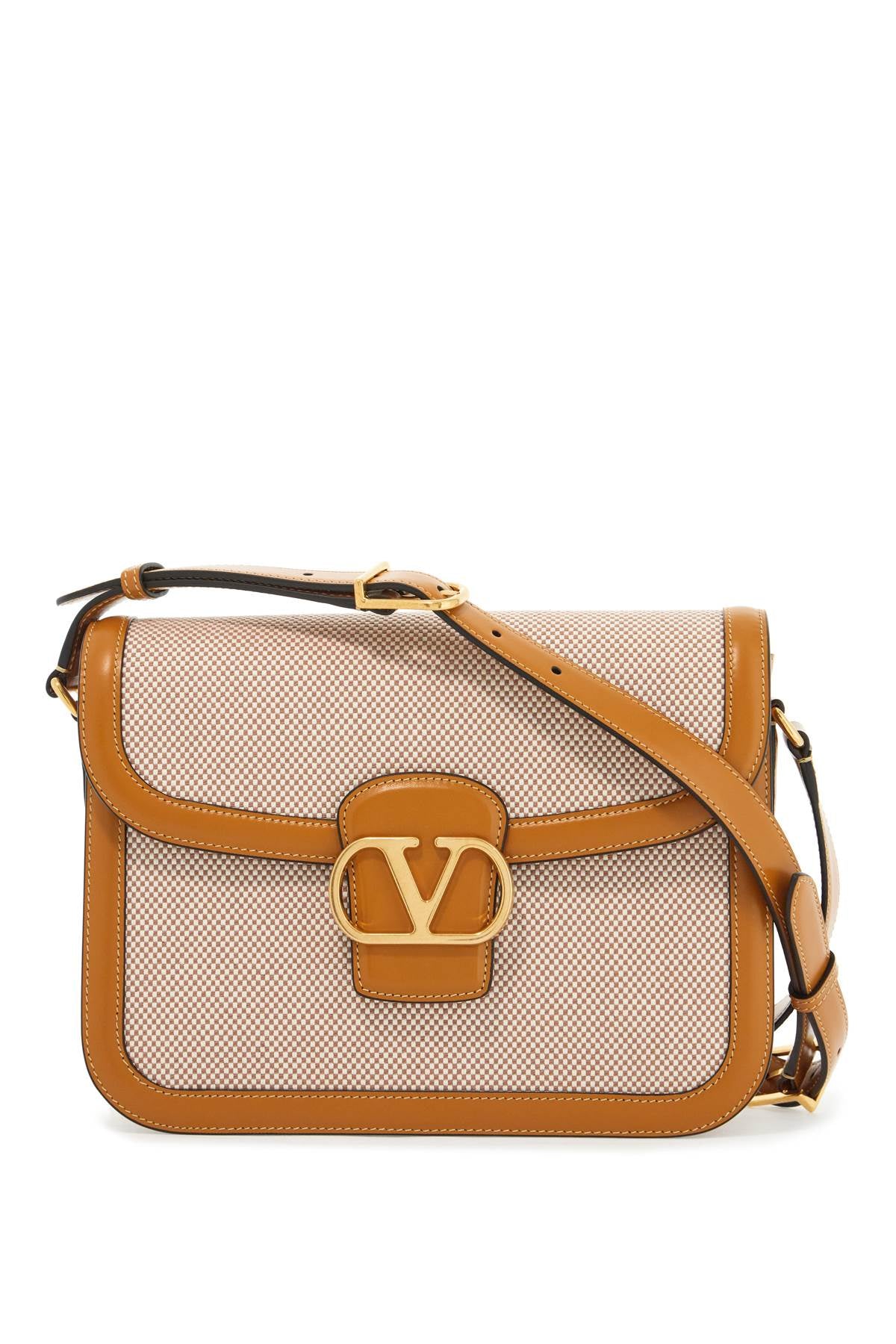 VALENTINO GARAVANI Two-Tone Canvas and Leather 9TO5 Shoulder Handbag
