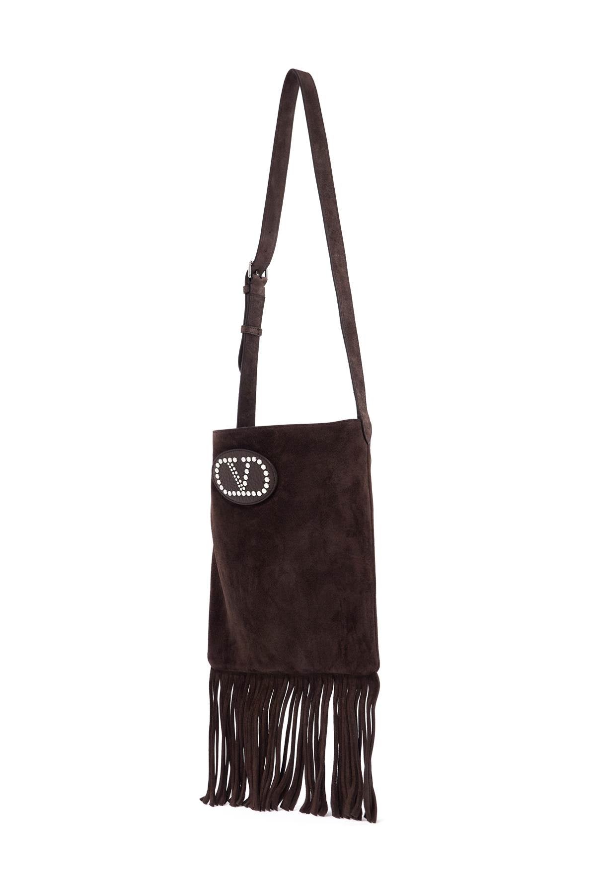 VALENTINO GARAVANI Suede Handbag with Fringed Trim and Adjustable Strap