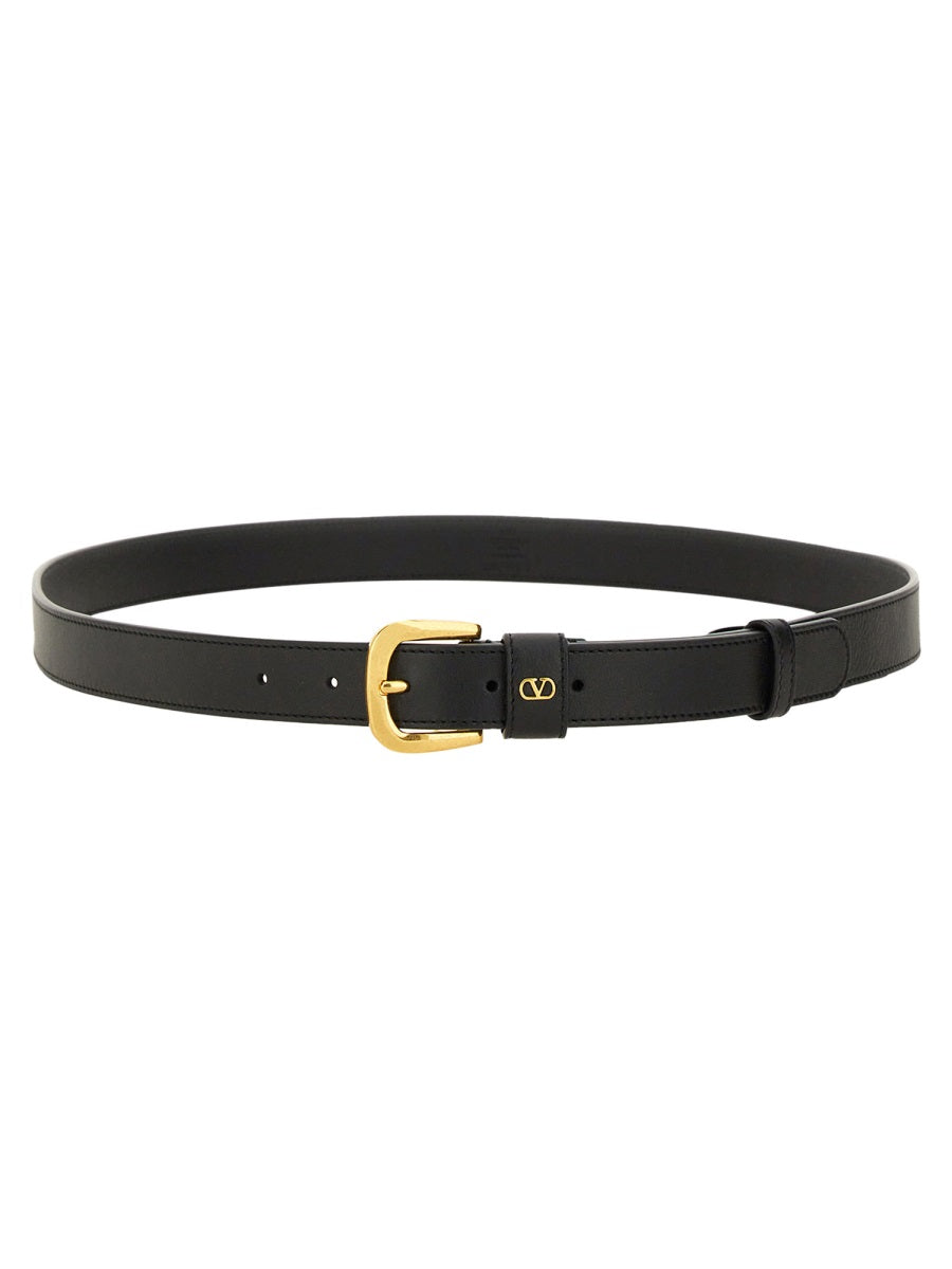 VALENTINO GARAVANI Glossy Calfskin Vlogo Signature Belt