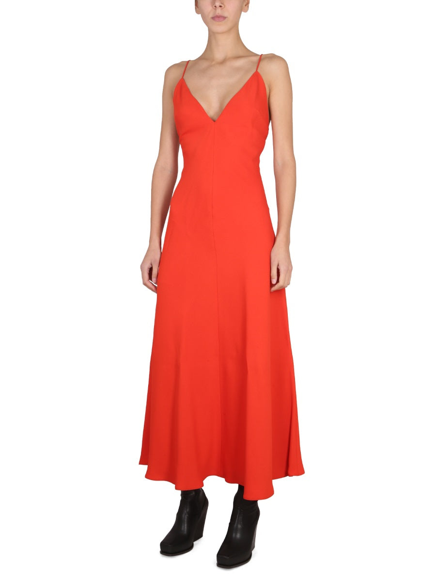 STELLA McCARTNEY Maxi V-Neck Dress with Concealed Zipper Closure