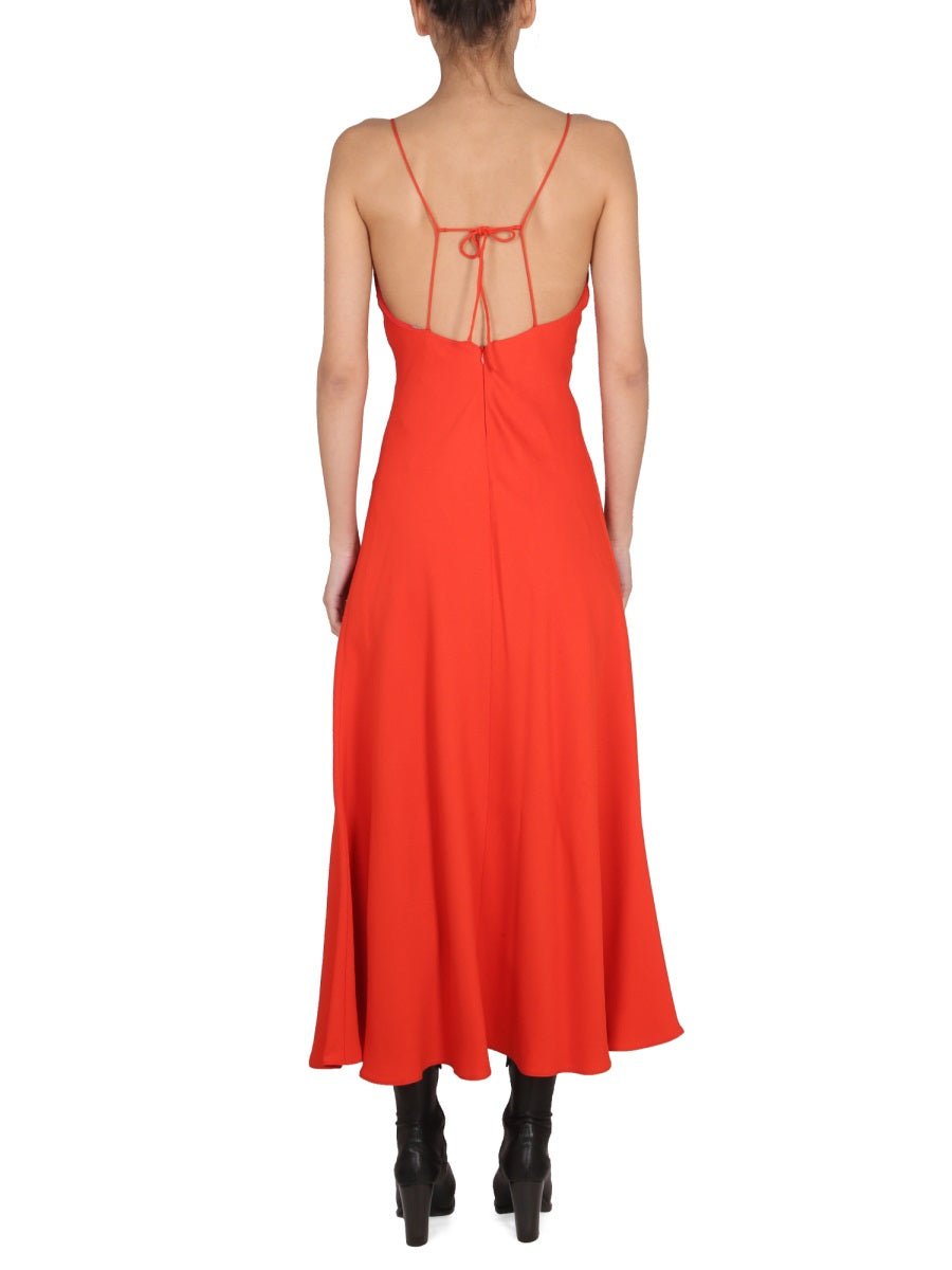 STELLA McCARTNEY Maxi V-Neck Dress with Concealed Zipper Closure