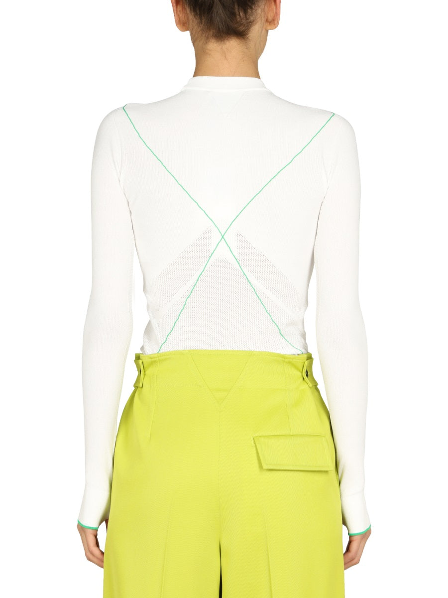 BOTTEGA VENETA Polo Neck Sweater with Contrast Seams for Women