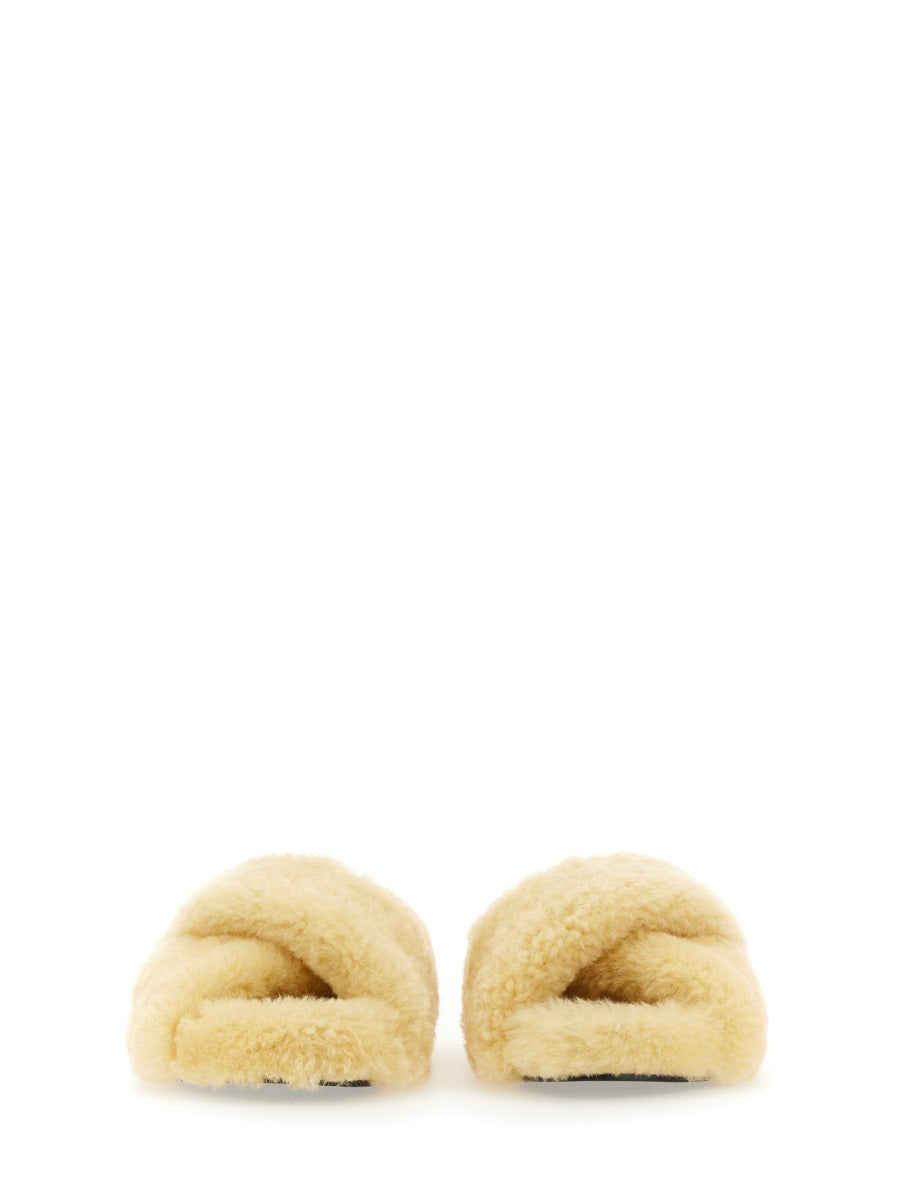 JIL SANDER Shearling Sandal with 3 cm Leather-Covered Sole