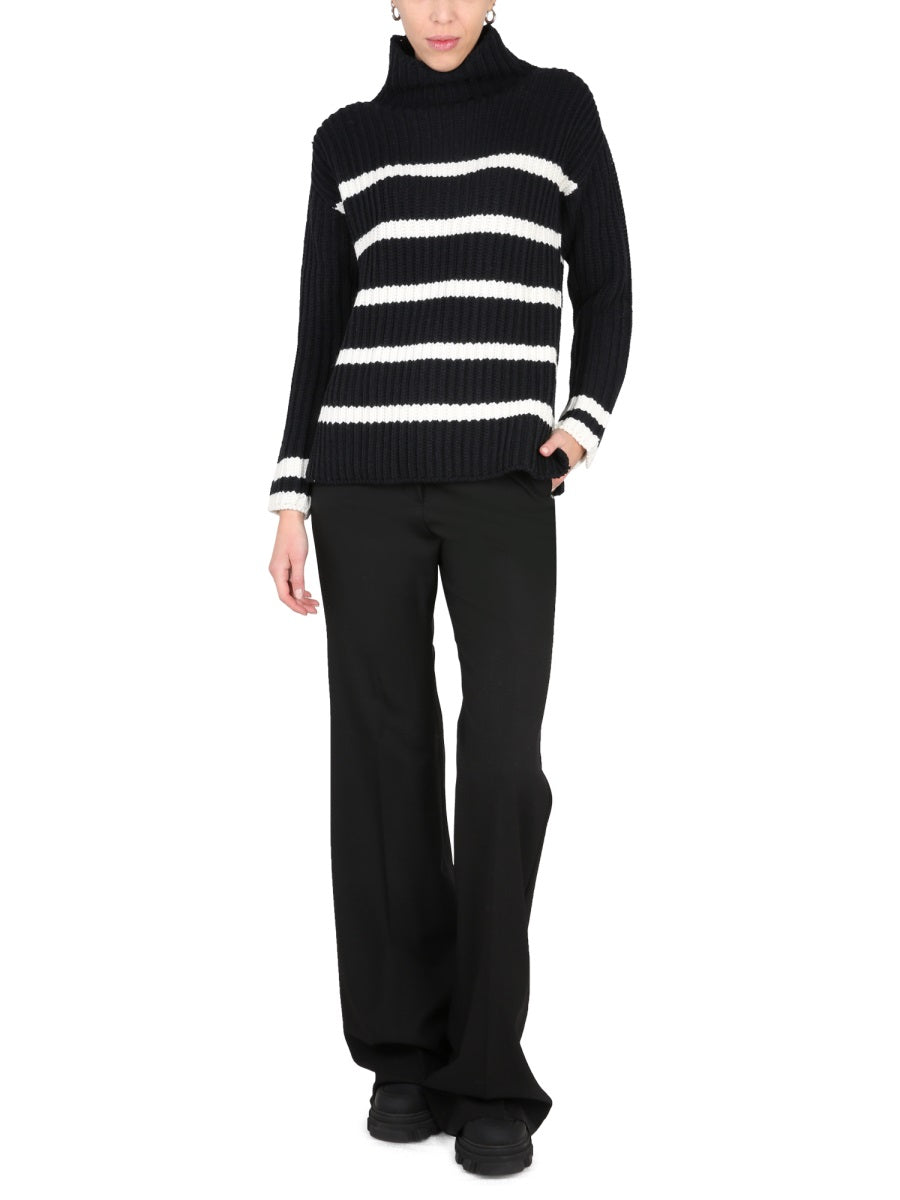 STEFANO MORTARI Elegant High Neck Ribbed Turtleneck Sweater for Women